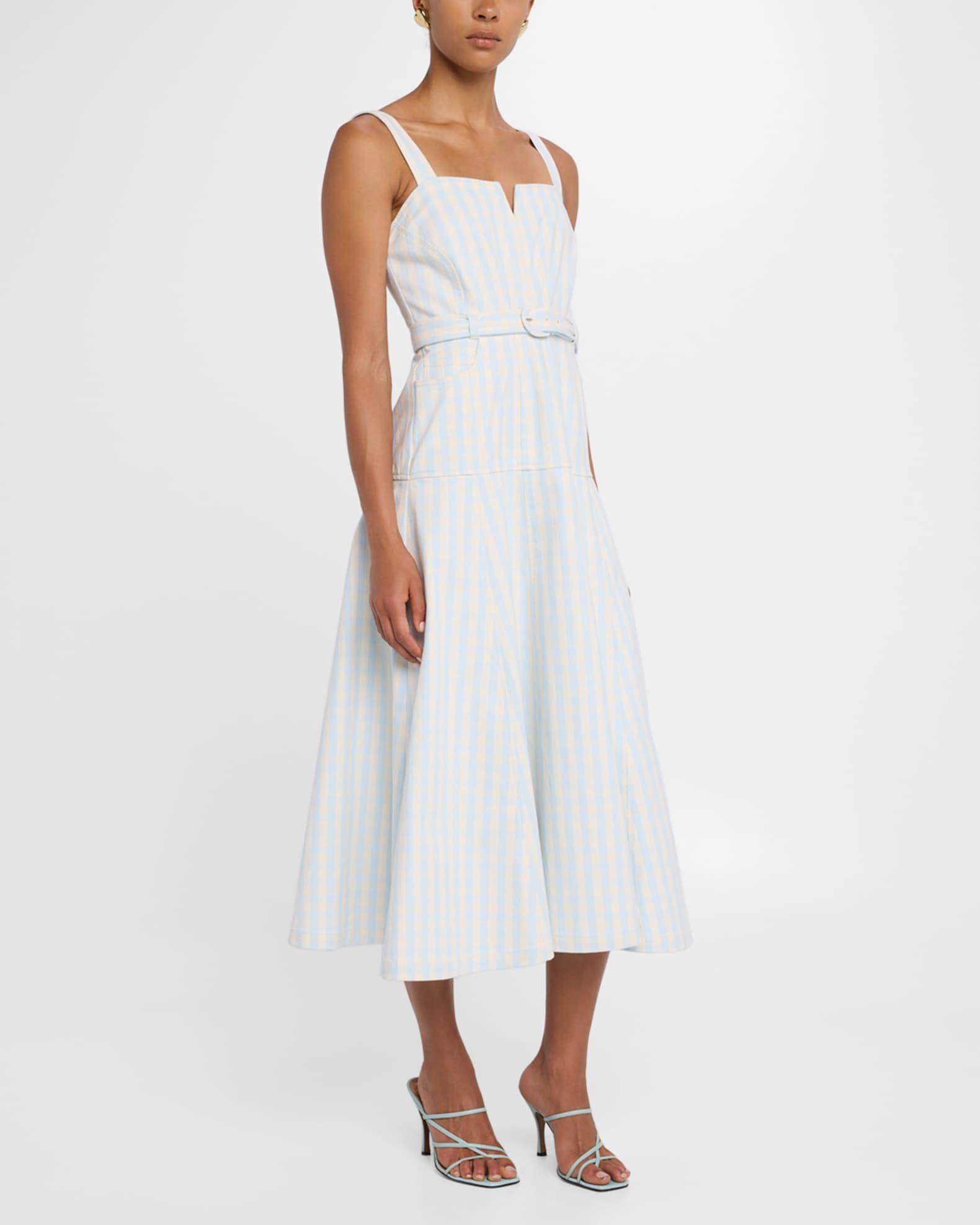 Tina Gingham Denim Midi Dress Product Image
