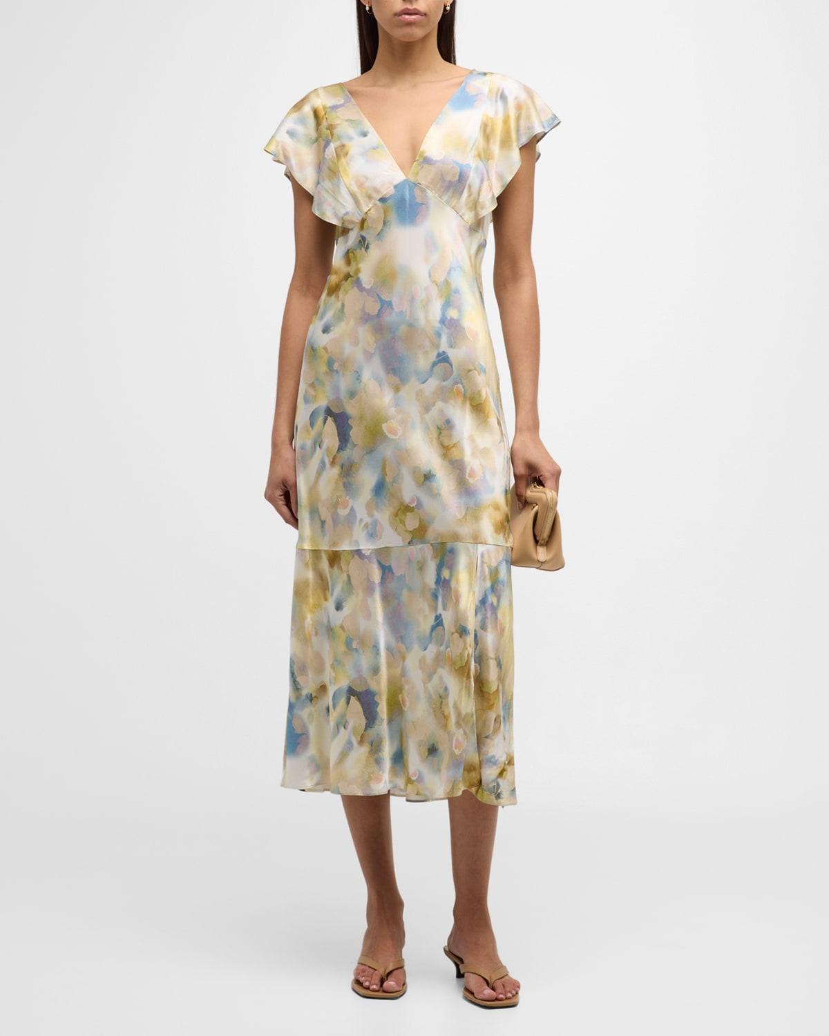 Womens Dina Diffused V-Neck Midi-Dress Product Image
