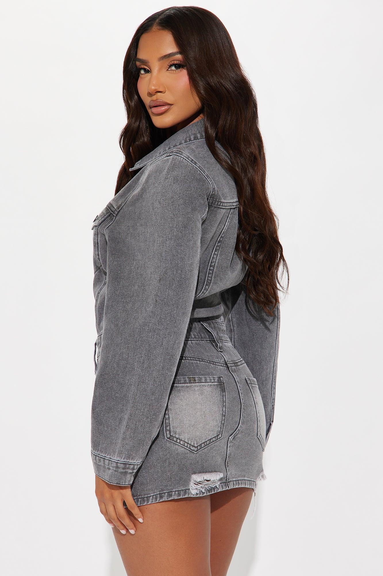 Adriana Denim Mini Dress - Black Wash Product Image