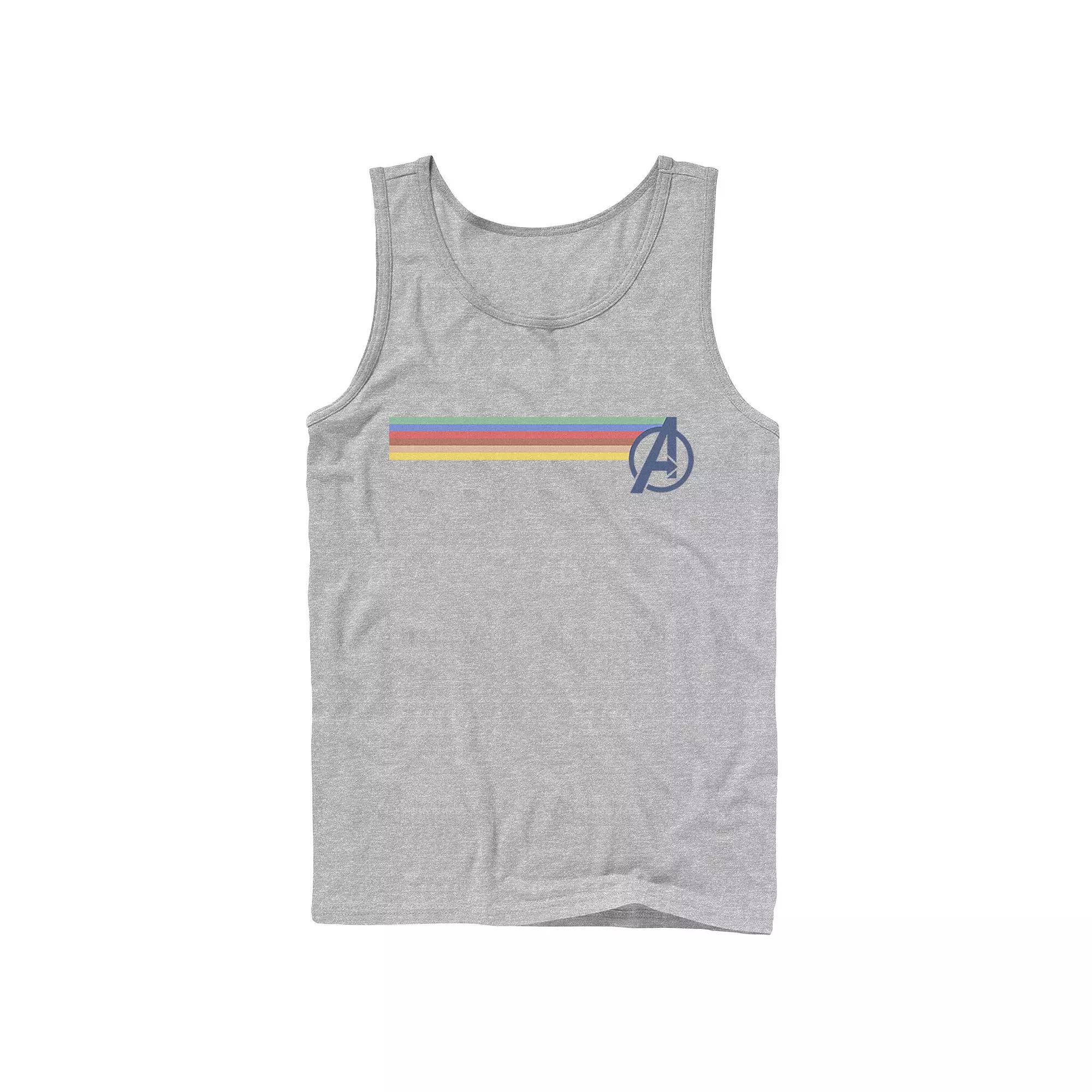 Men's Marvel Avengers Rainbow Colors Classic Logo Tank Top, Size: Large, Athletic Grey Product Image