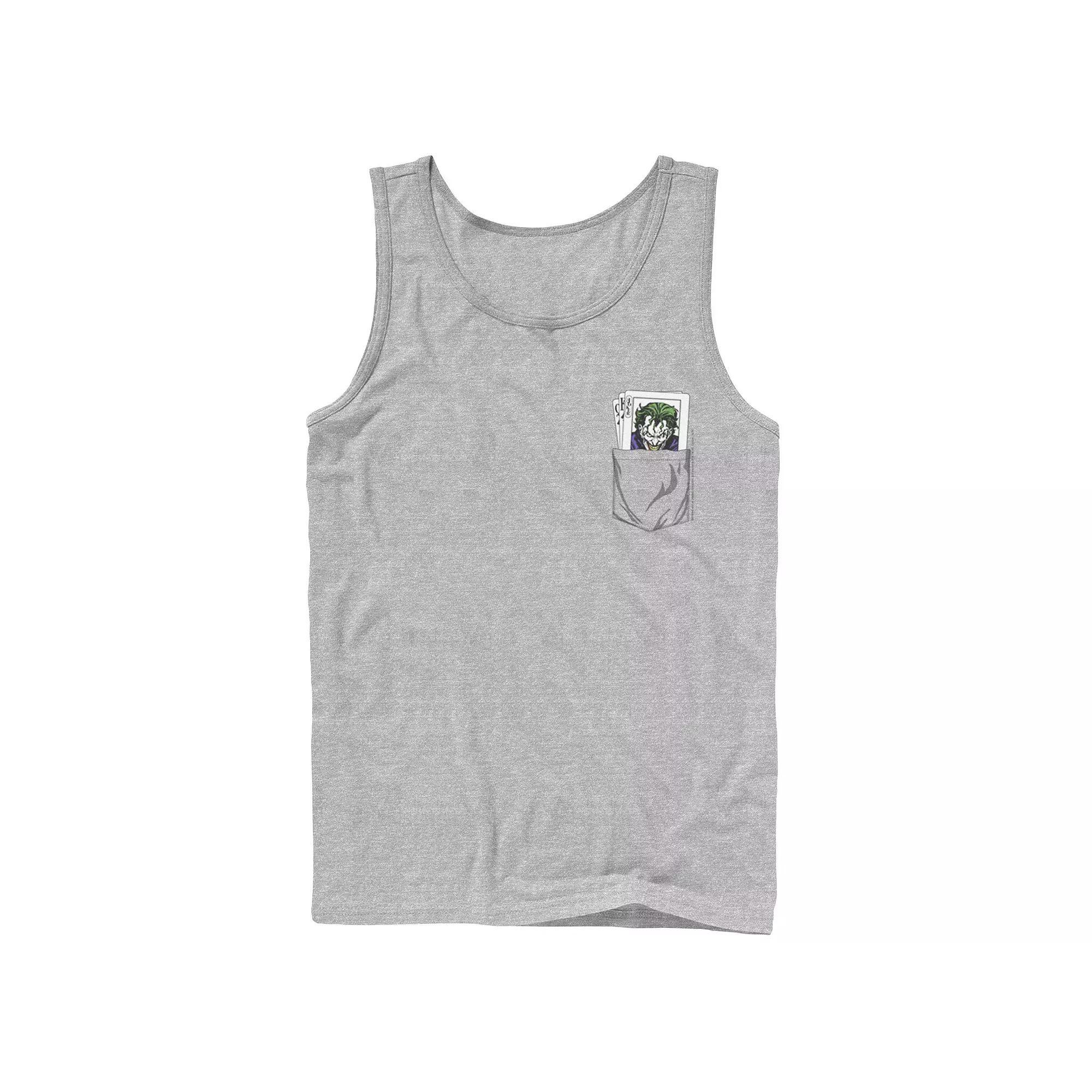 Men's DC Comics The Joker Cards Pocket Graphic Tank Top, Size: Large, Athletic Grey Product Image