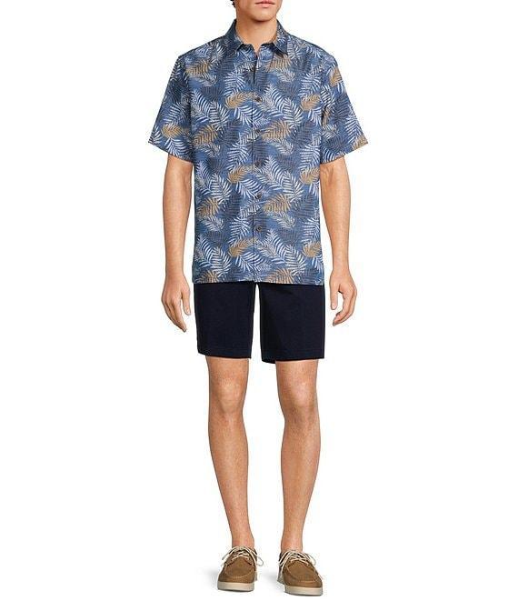 Roundtree & Yorke Short Sleeve Leaf Print Sport Shirt Product Image