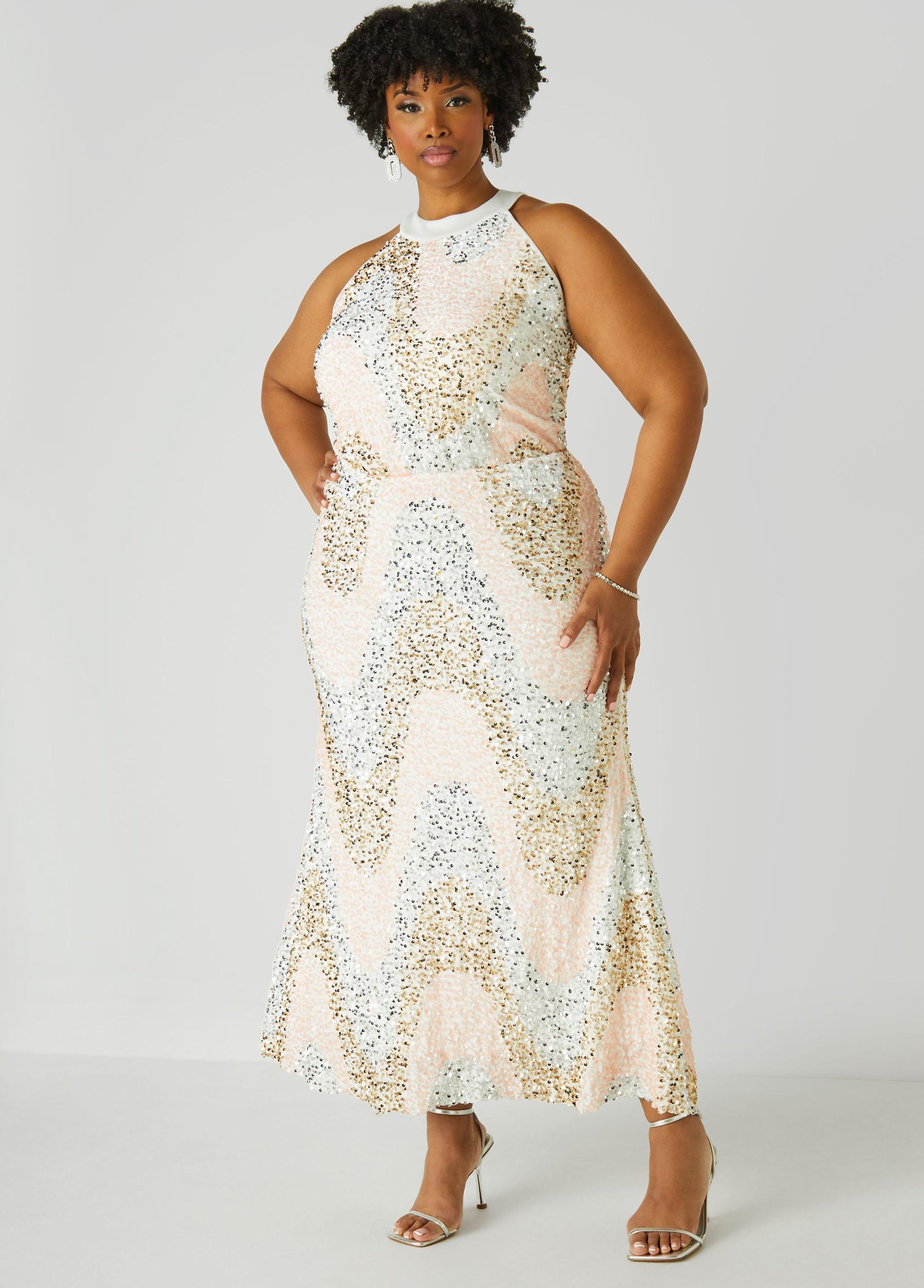 Plus Size Sequined Velvet Gown Ashley Stewart Product Image