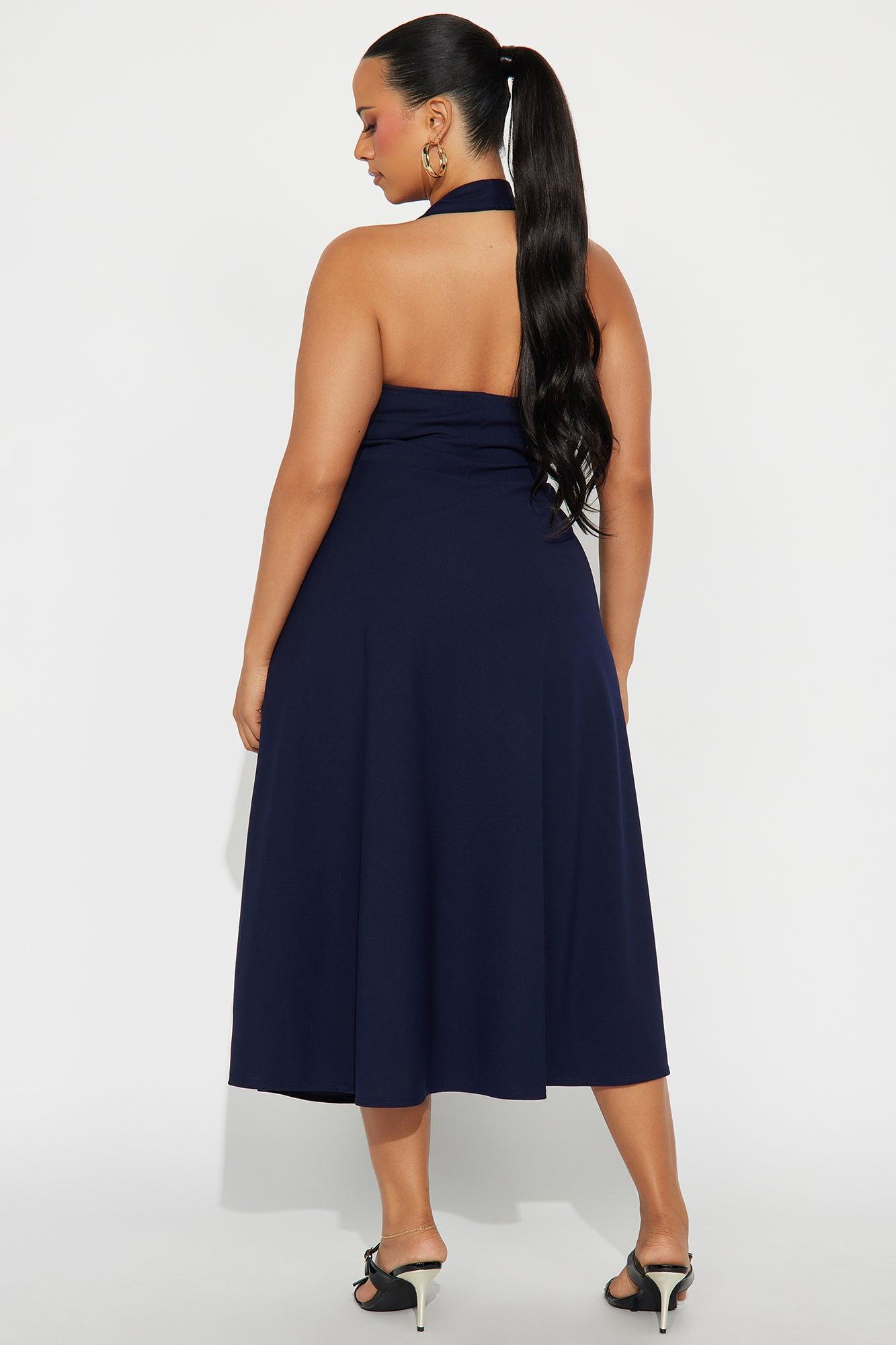Alena Halter Midi Dress - Navy Product Image