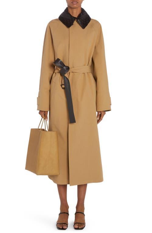 Womens Leather-Embellished Cotton-Blend Trench Coat Product Image