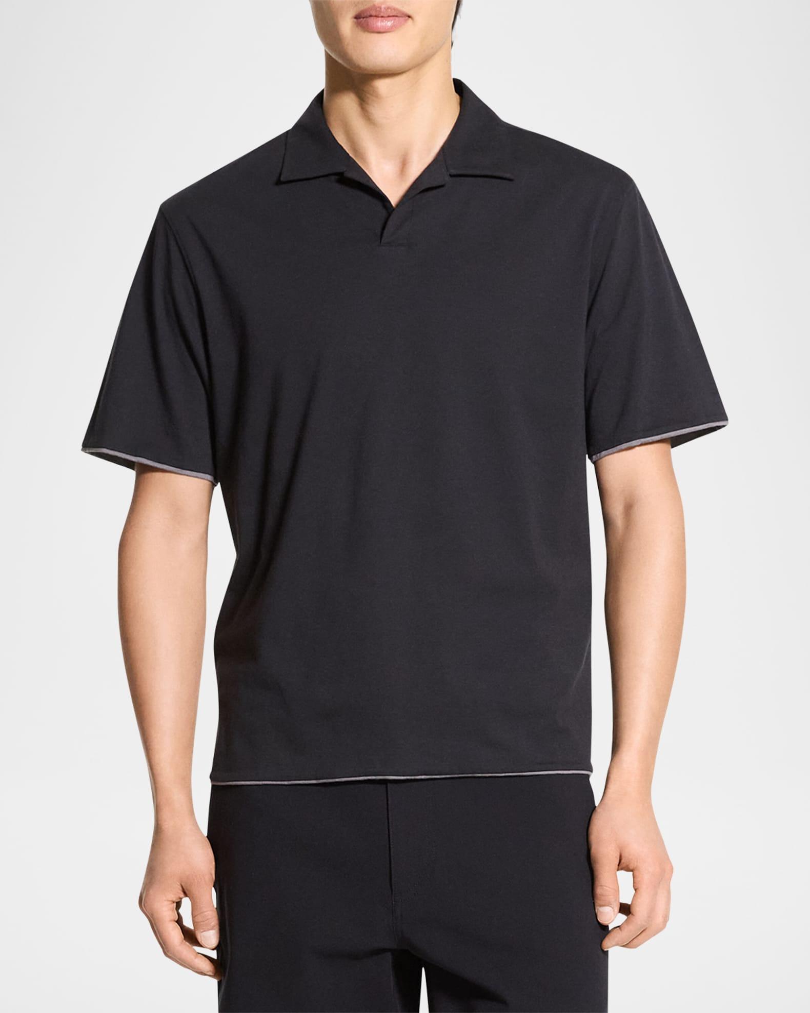 Men's Double-Layer Jersey Johnny Collar Polo Shirt Product Image