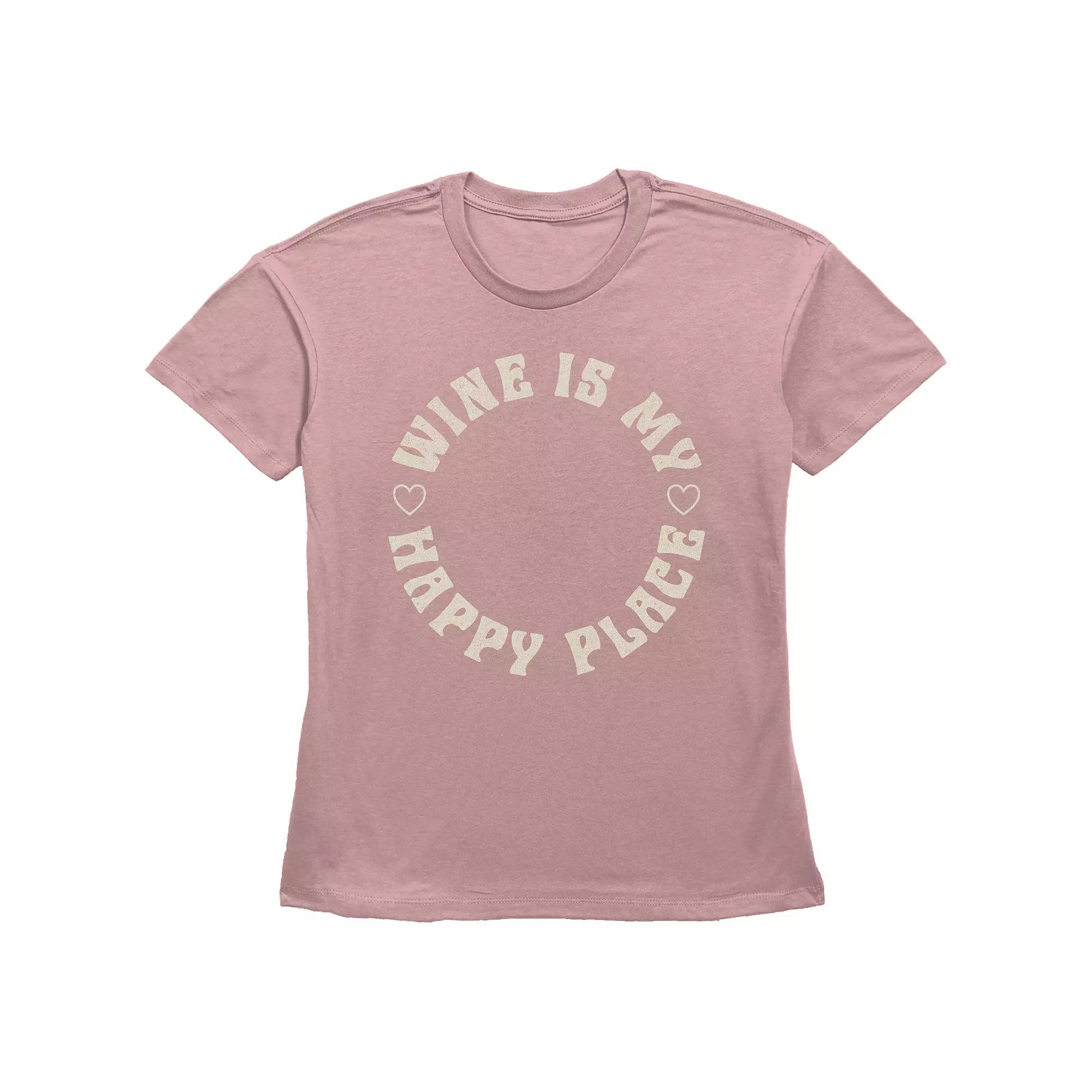 Women's Fifth Sun "Wine Is My Happy Place" Circle Badge Graphic Tee, Girl's, Size: XS, Desert Pink Product Image