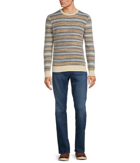Rowm Long Sleeve Spacedye Plaited Horizontal Stripe Crew Neck Sweater Product Image