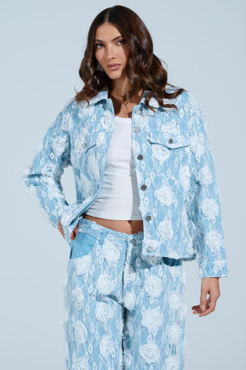 FOLLOW MY LEAD APPLIQUE DENIM JACKET Product Image