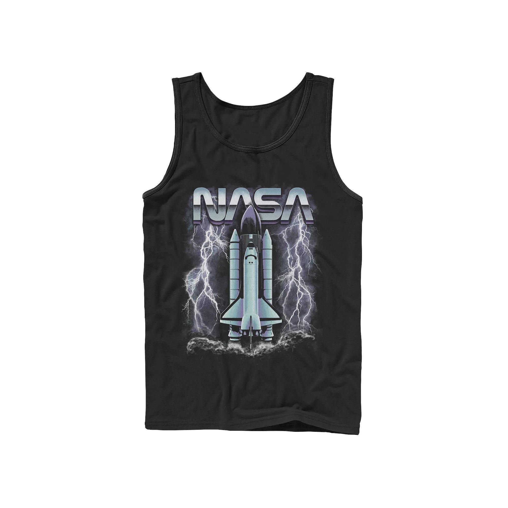 Men's NASA Rocket Ship Struck By Lightning Graphic Tank Top, Size: XL, Black Product Image