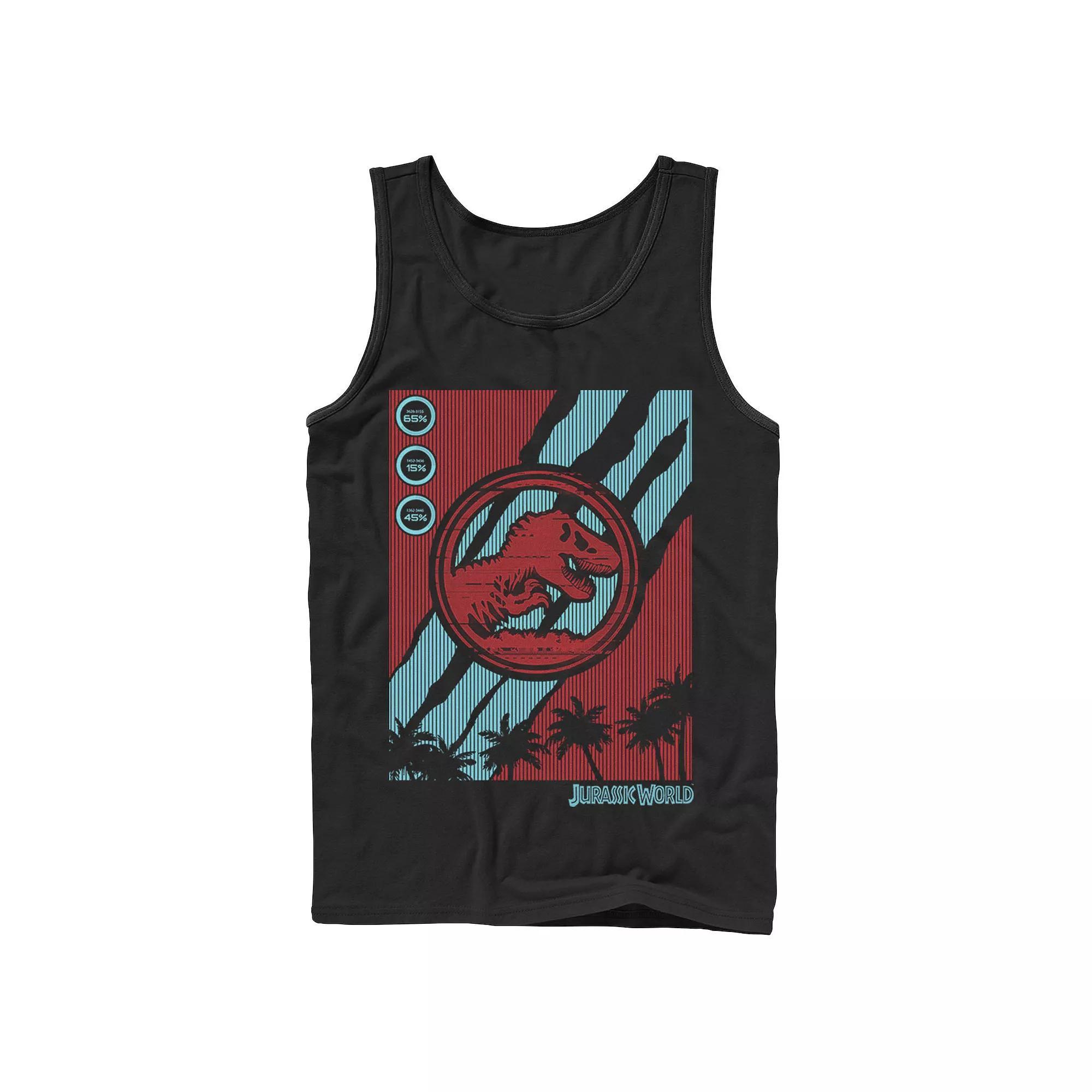 Mens Jurassic World Two Logo Tech Screen Glitch Tank Top Product Image