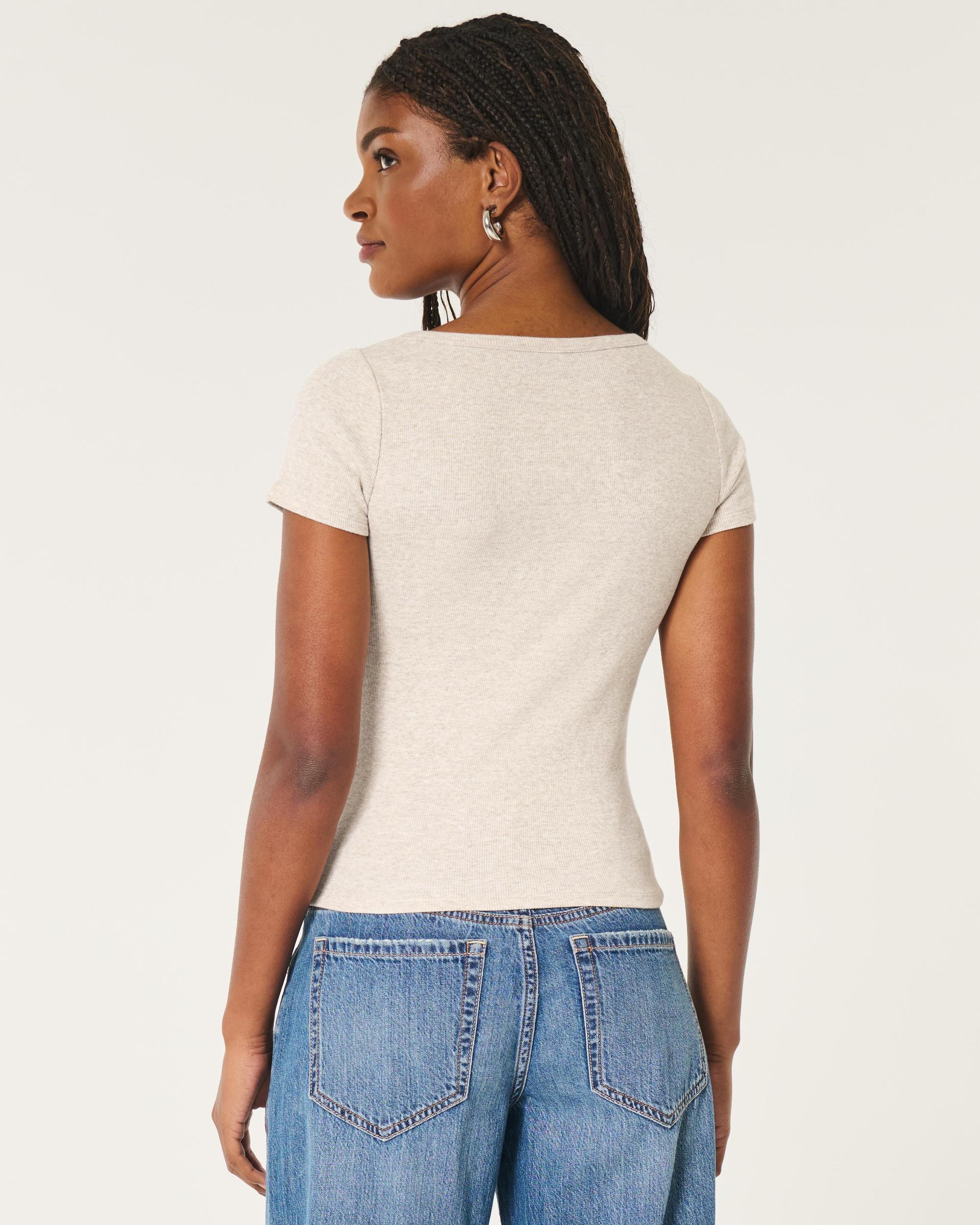 Ribbed Short-Sleeve Icon Henley Product Image
