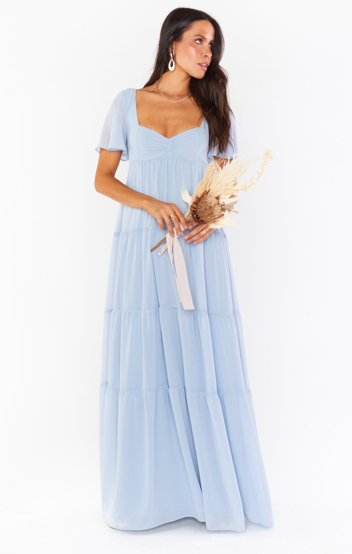 Nicole Maxi Dress ~ Steel Blue Chiffon Product Image