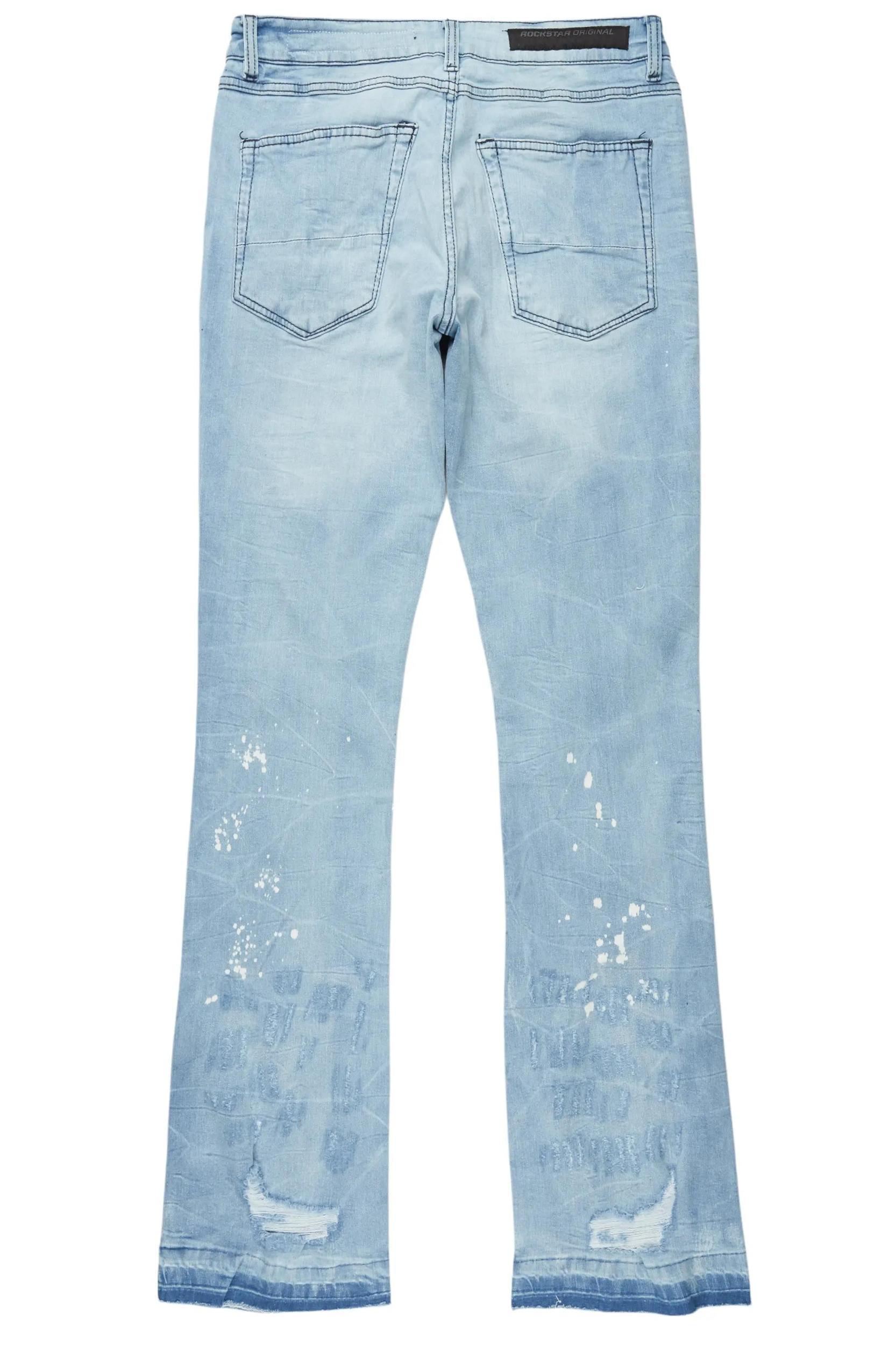 Santoni Blue Painter Stacked Flare Jean Male Product Image