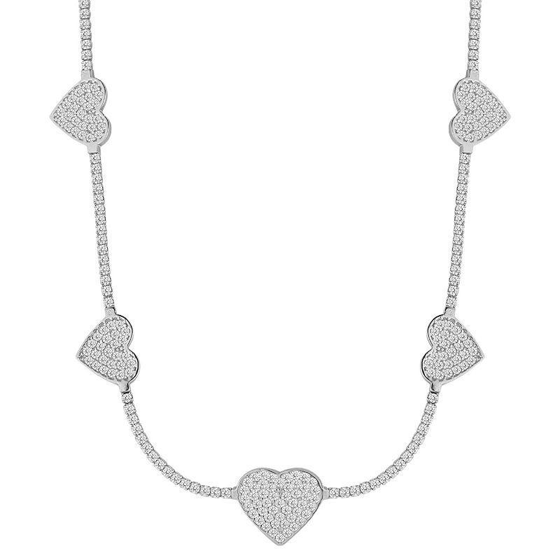 Sunkissed Sterling 14k Gold over Silver CZ Heart Tennis Choker Necklace, Women's, Size: 15", Gold Tone Product Image