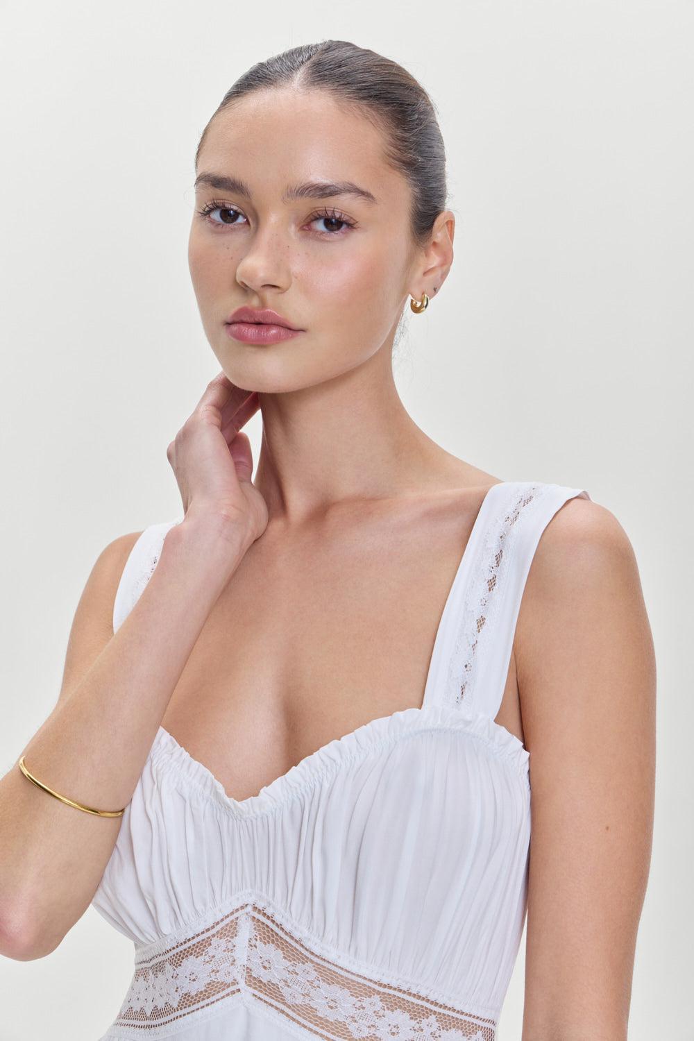 Eden Ruffle Maxi Dress - White Product Image