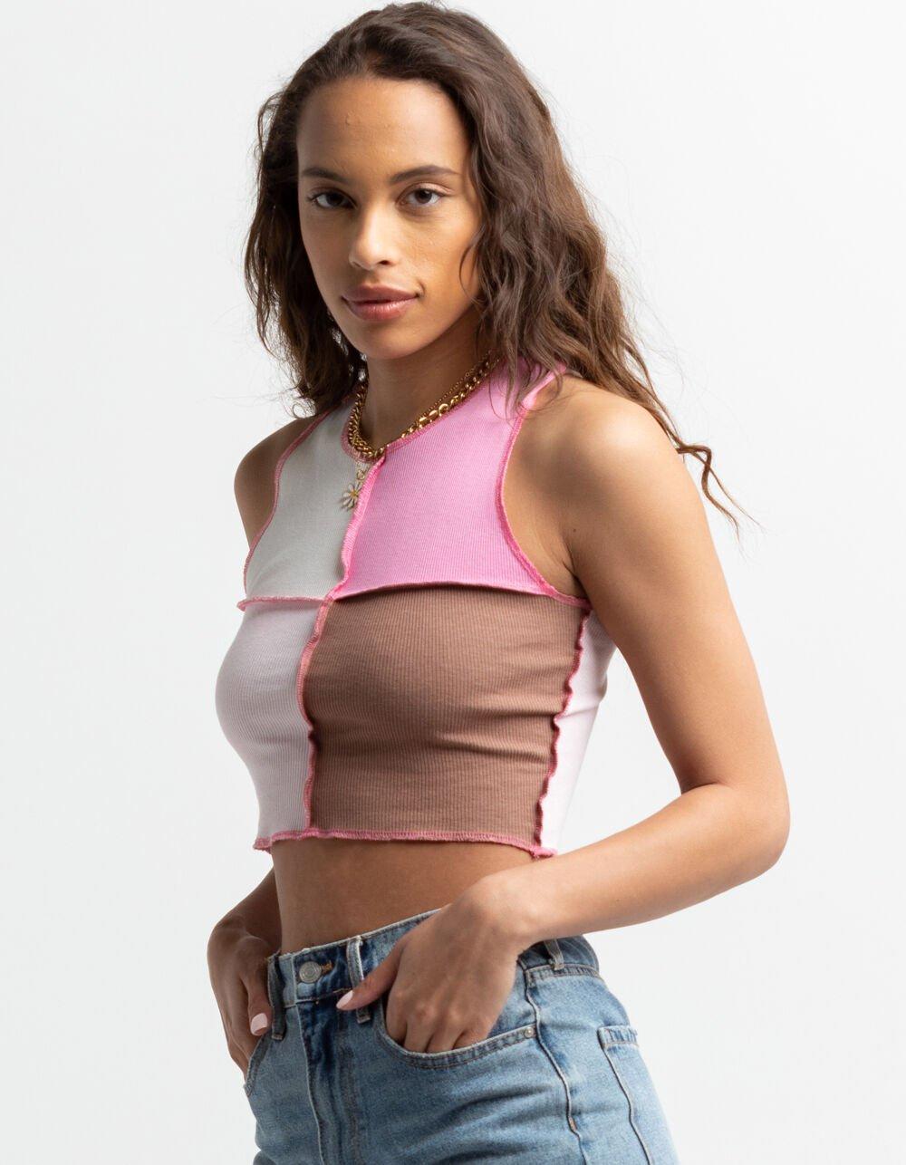 FULL TILT Color Blocked Womens Tank Top - PINK Product Image