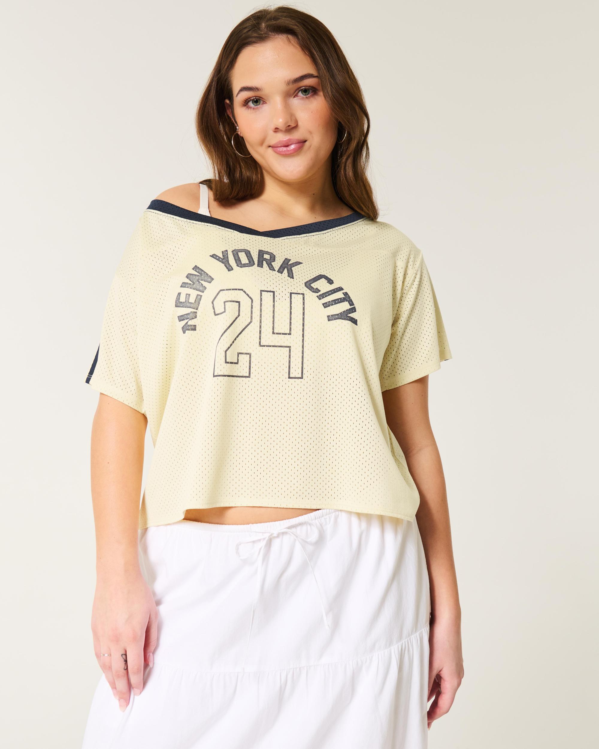 Oversized Off-the-Shoulder New York City Graphic Jersey Product Image