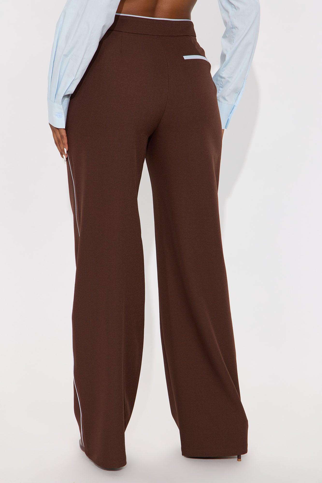 Faye Wide Leg Trouser Pants - Brown/combo Product Image