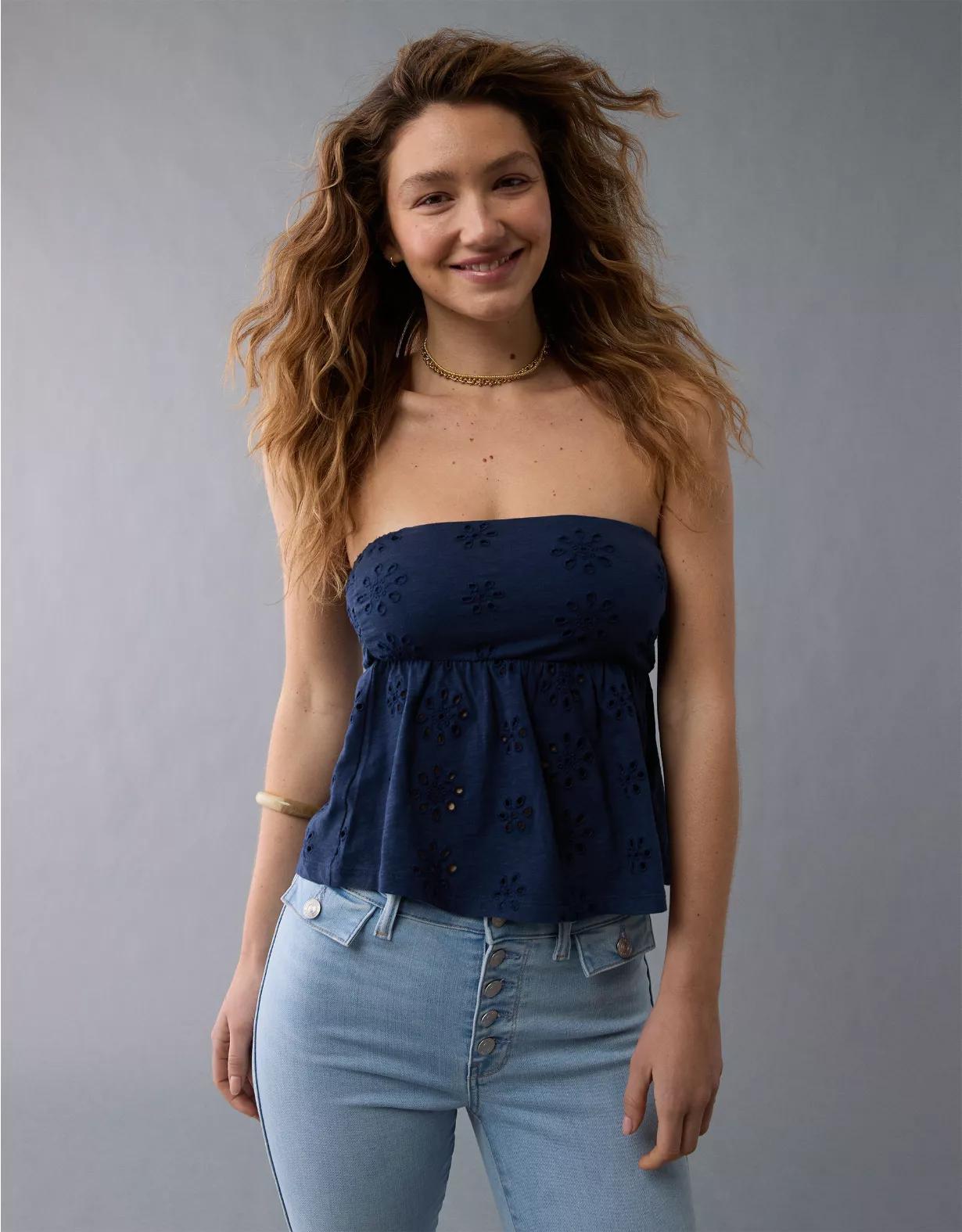AE Sunchaser Knit Babydoll Tube Top Product Image