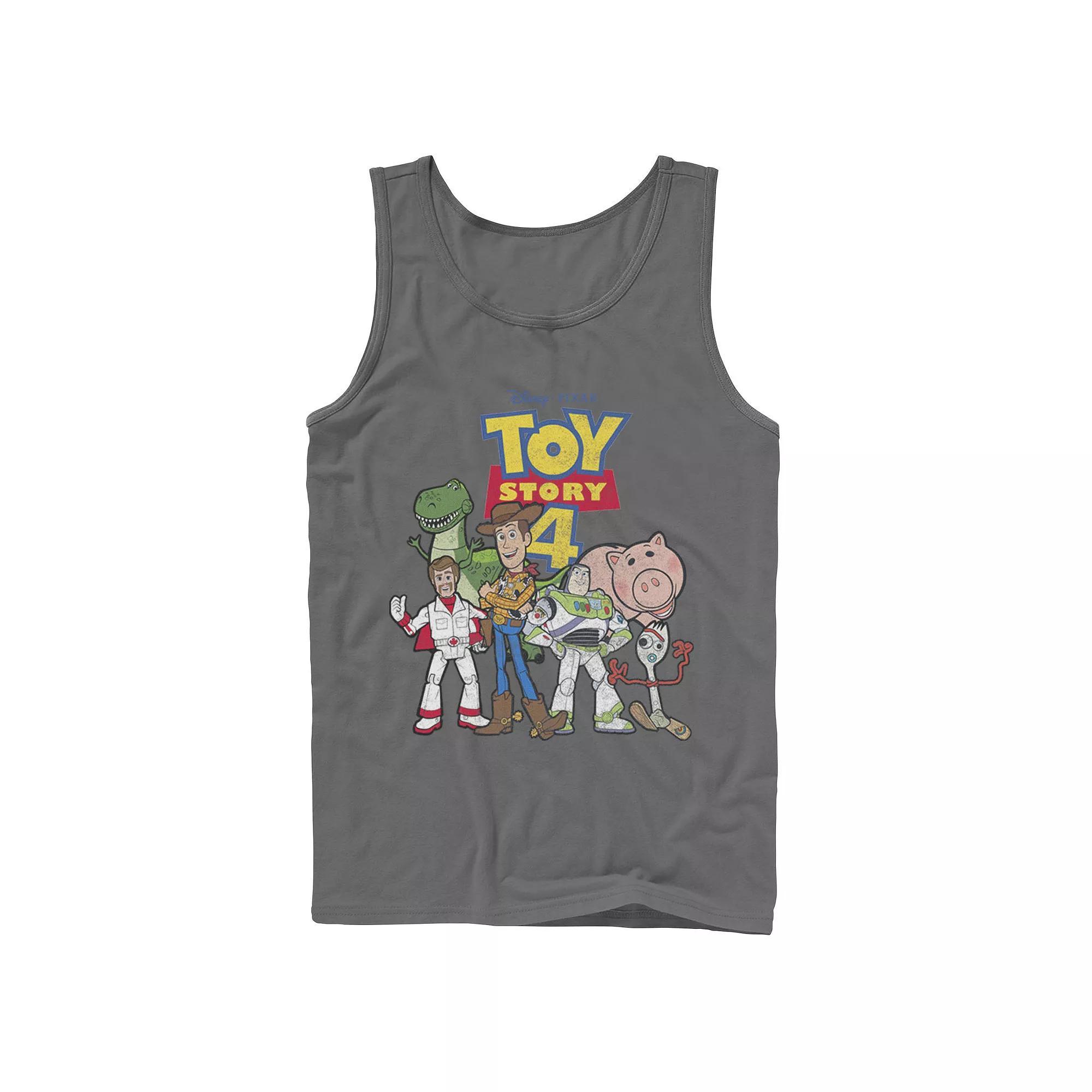 Disney / Pixars Toy Story 4 Mens New Group Shot Movie Logo Poster Tank Top Grey Product Image