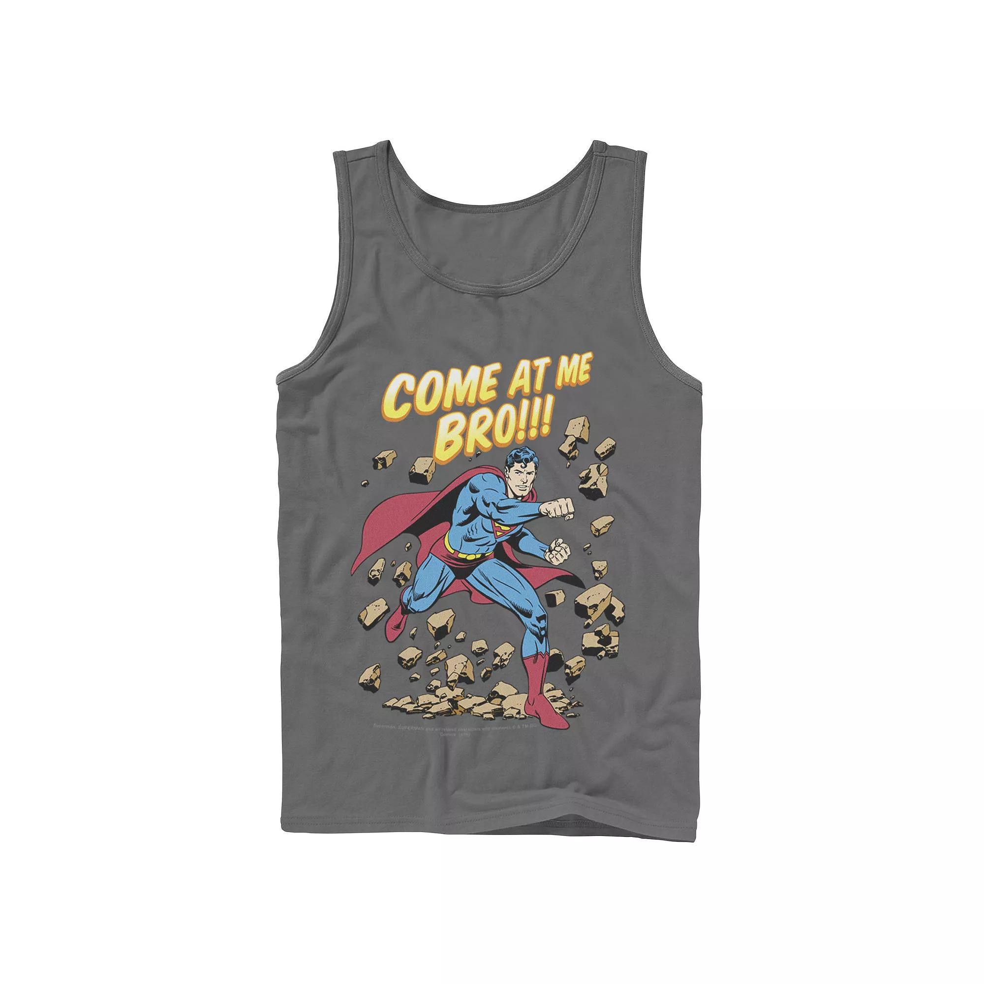 Men's DC Comics Superman Come At Me Bro Text Poster Tank Top, Size: Small, Blue Product Image