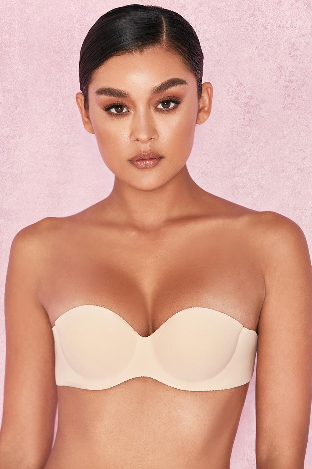 Strapless Backless Moulded Sticky Bra - Beige Product Image