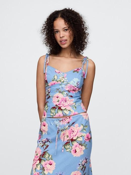 Linen-Blend Tie-Strap Cami Product Image