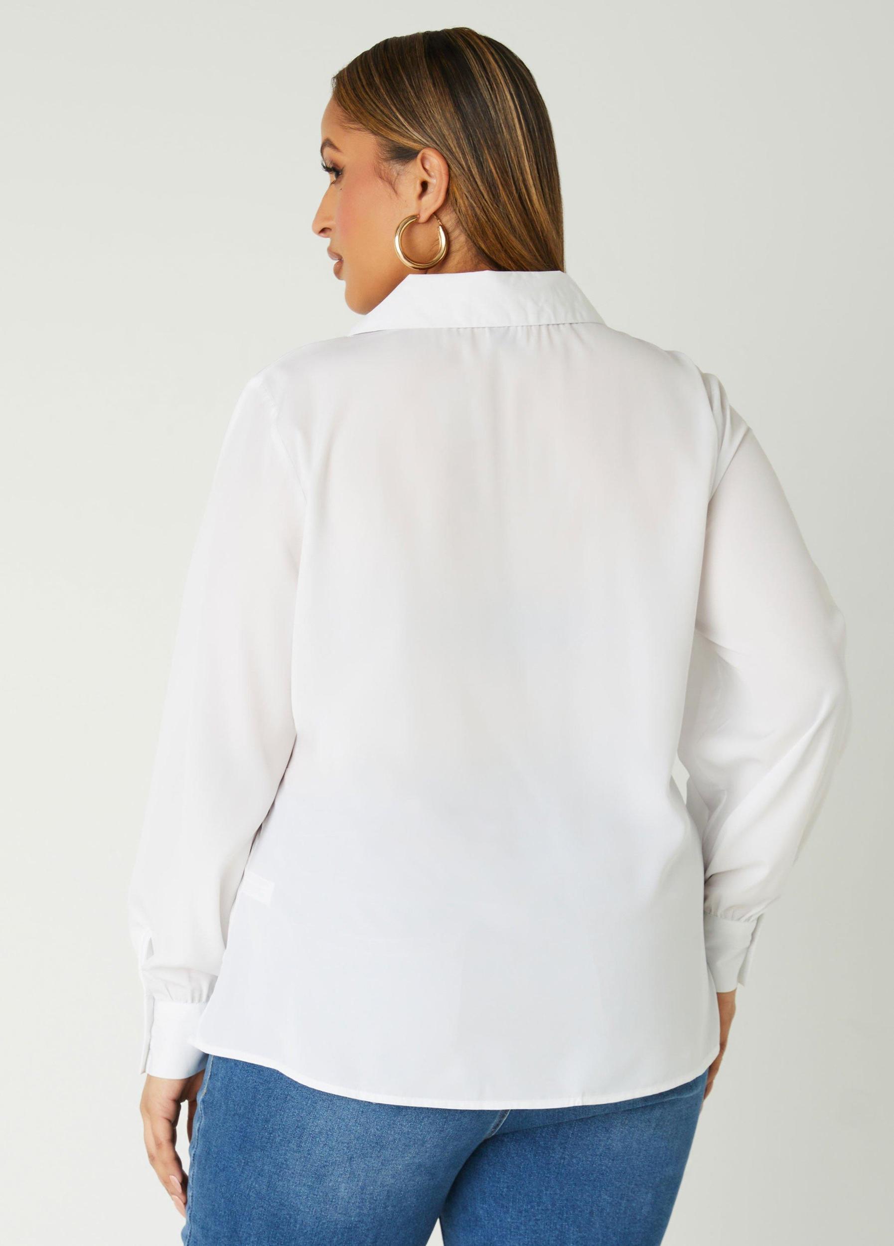Plus Size Collared V Neck Shirt Ashley Stewart Product Image