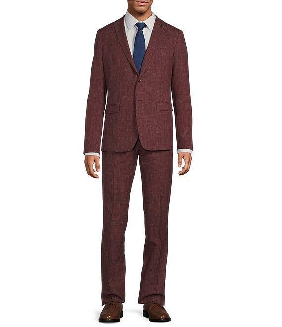 John Varvatos Slim Fit Flat Front Fancy Solid 2-Piece Suit Product Image