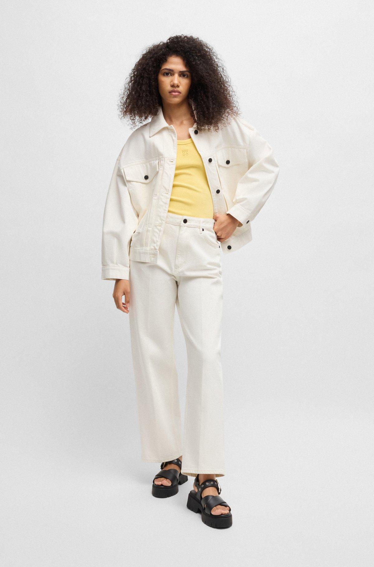 Oversize-fit jacket in white rigid denim Product Image