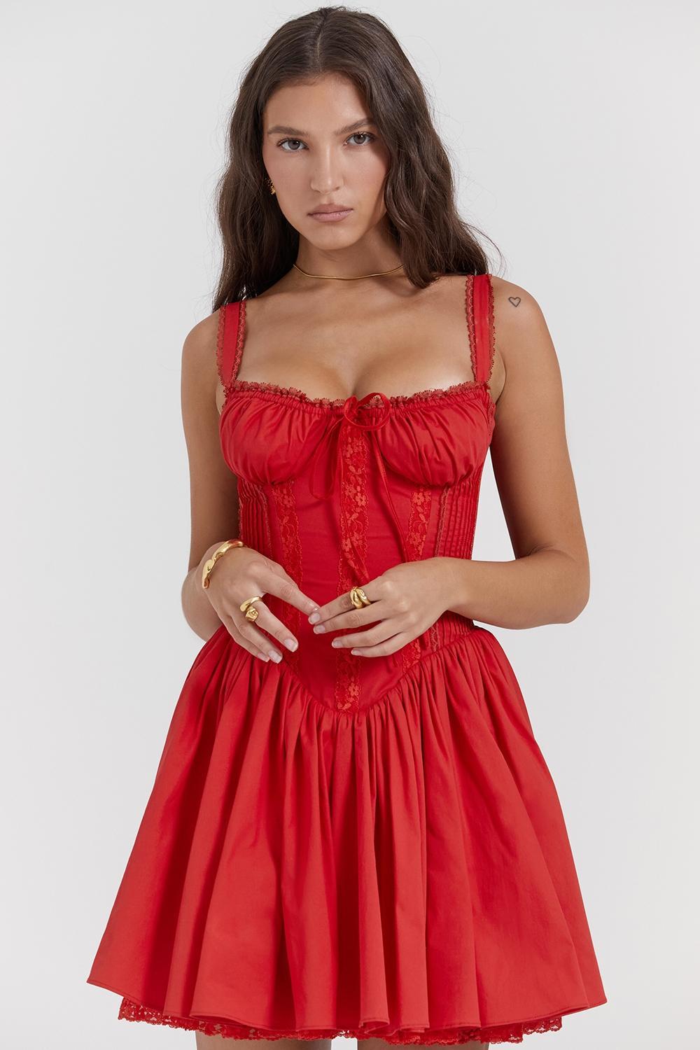 Pietra Cherry Corset Mini Dress Product Image