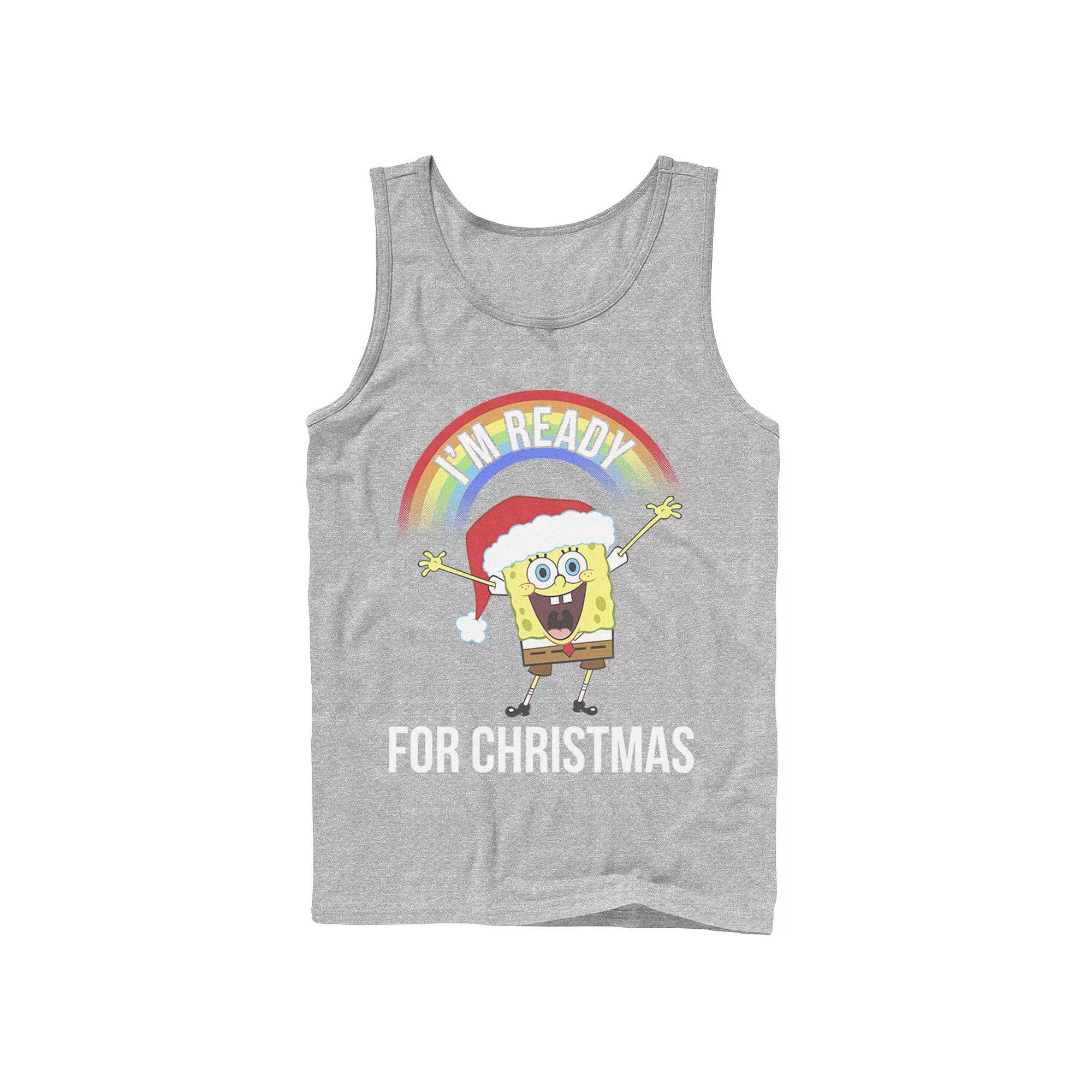 Mens Spongebob Im Ready For Christmas Rainbow Tank Top Blue Product Image