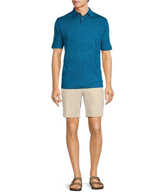 Caribbean Textured Floral Jacquard Short Sleeve Polo Shirt Product Image