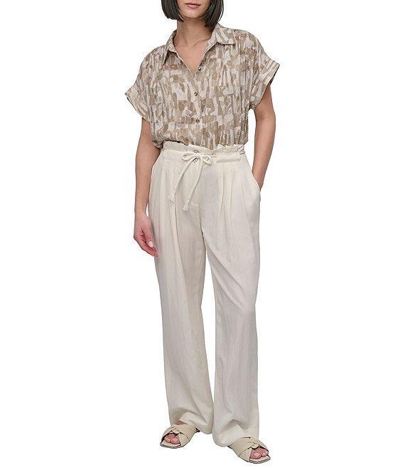 DKNY by Donna Karan Rope Tie Front Wide Leg Pants Product Image