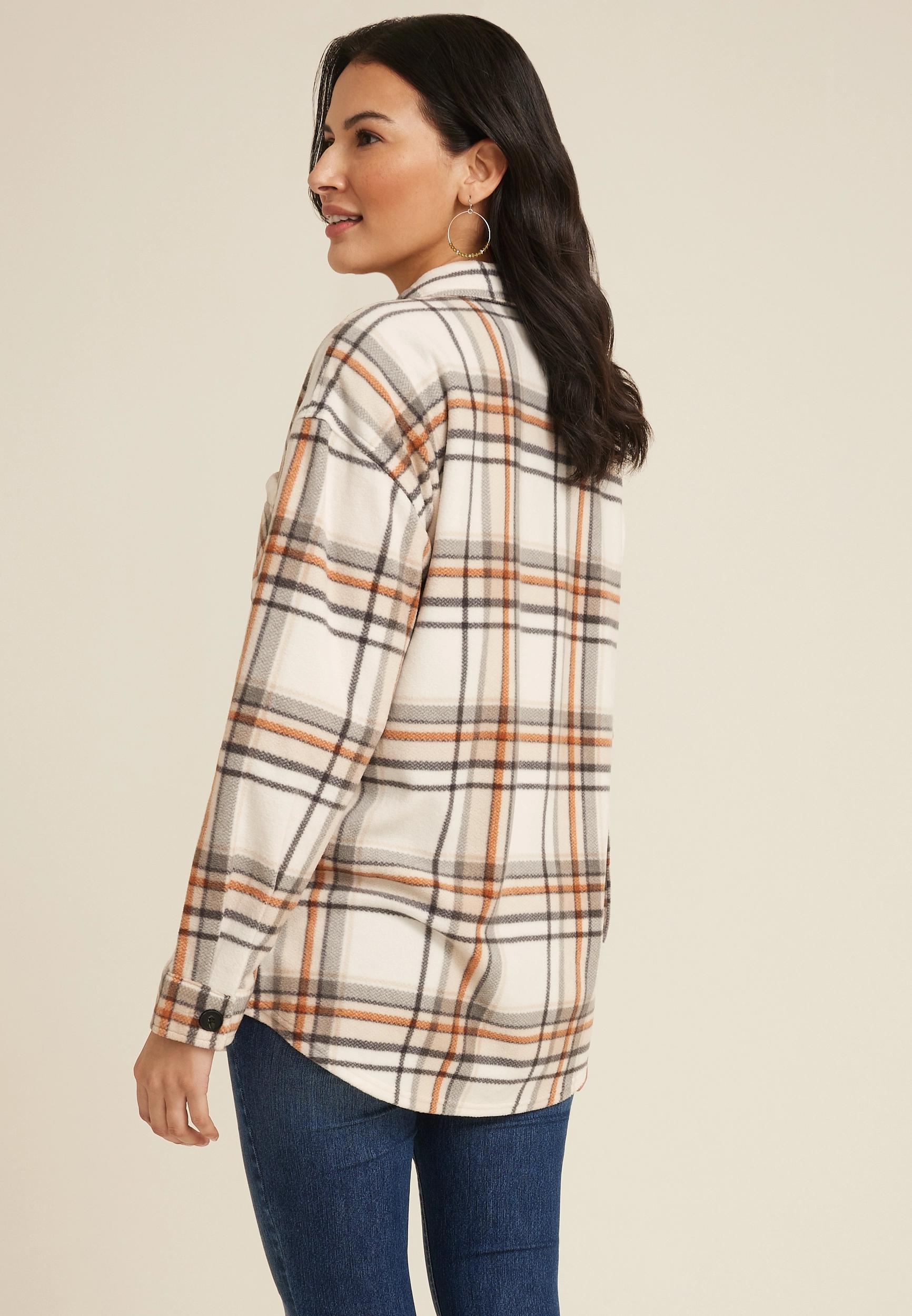 Maurices Womens Wilder Fleece Shacket Gray Size Medium Product Image