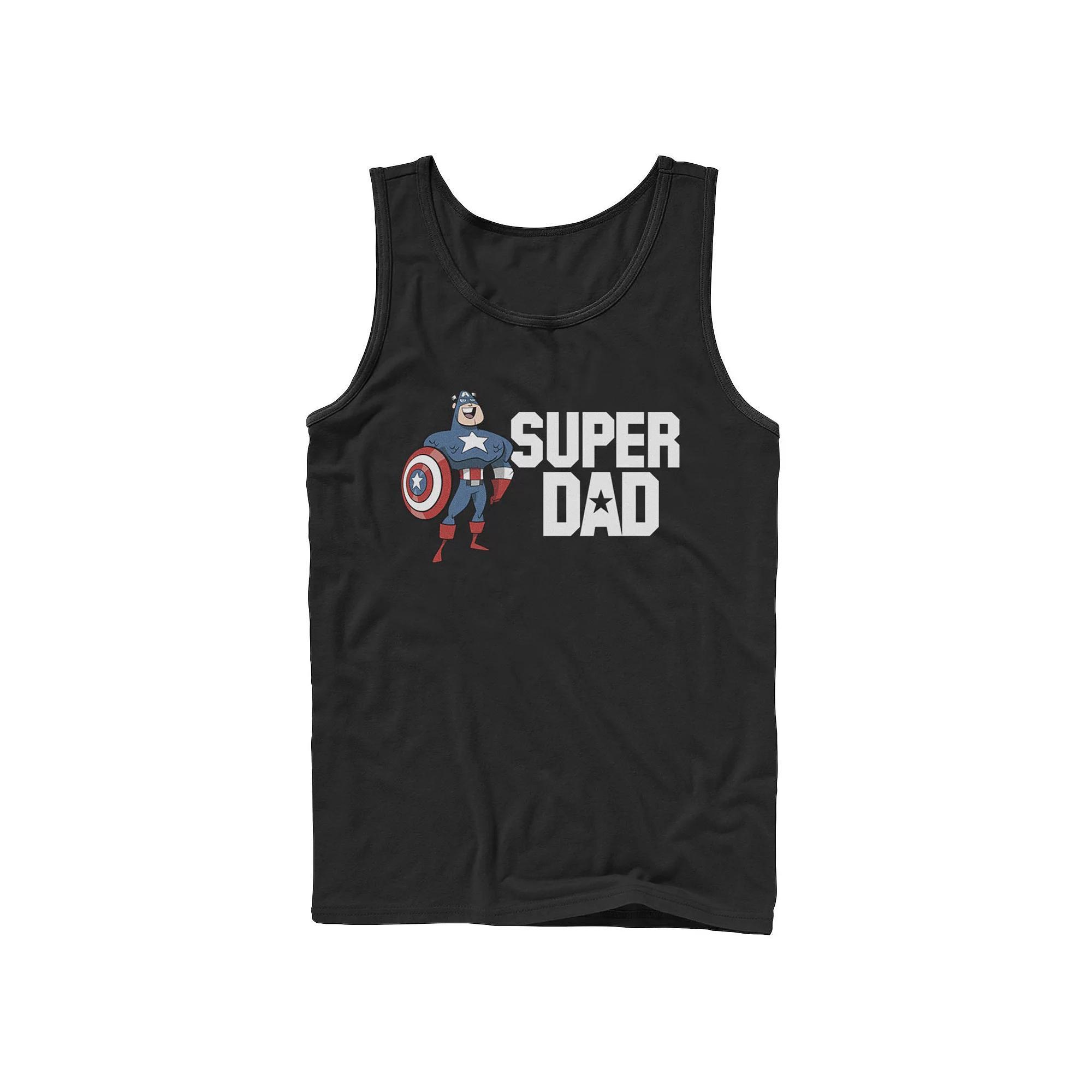 Men's Marvel Father's Day Captain America Super Dad Portrait Tank Top, Size: Large, Black Product Image