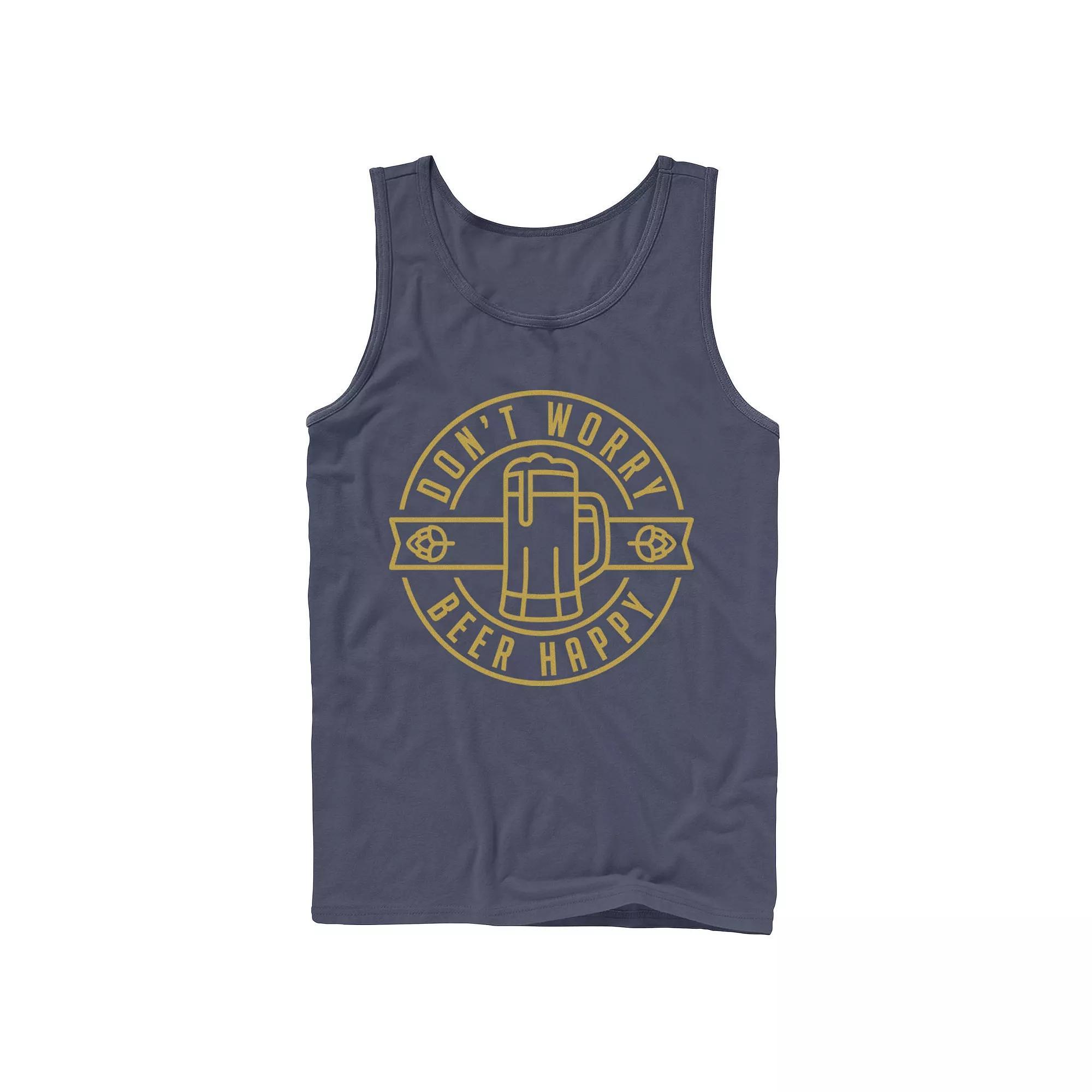 Men's Don't Worry Beer Happy Circle Tank Top, Size: XL, Black Product Image
