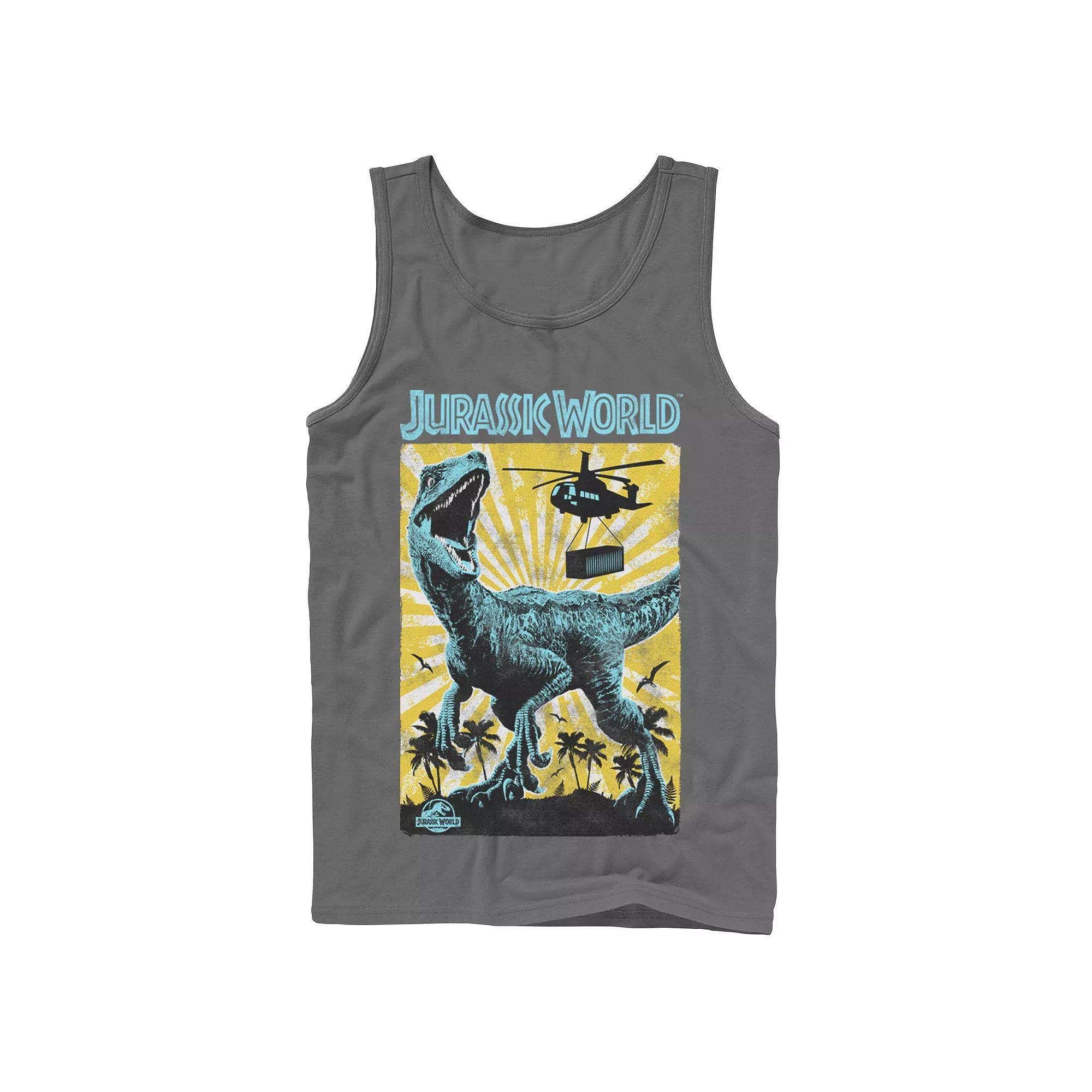 Men's Jurassic World T-Rex Color Pop Retro Poster Tank Top, Size: XL, Grey Product Image