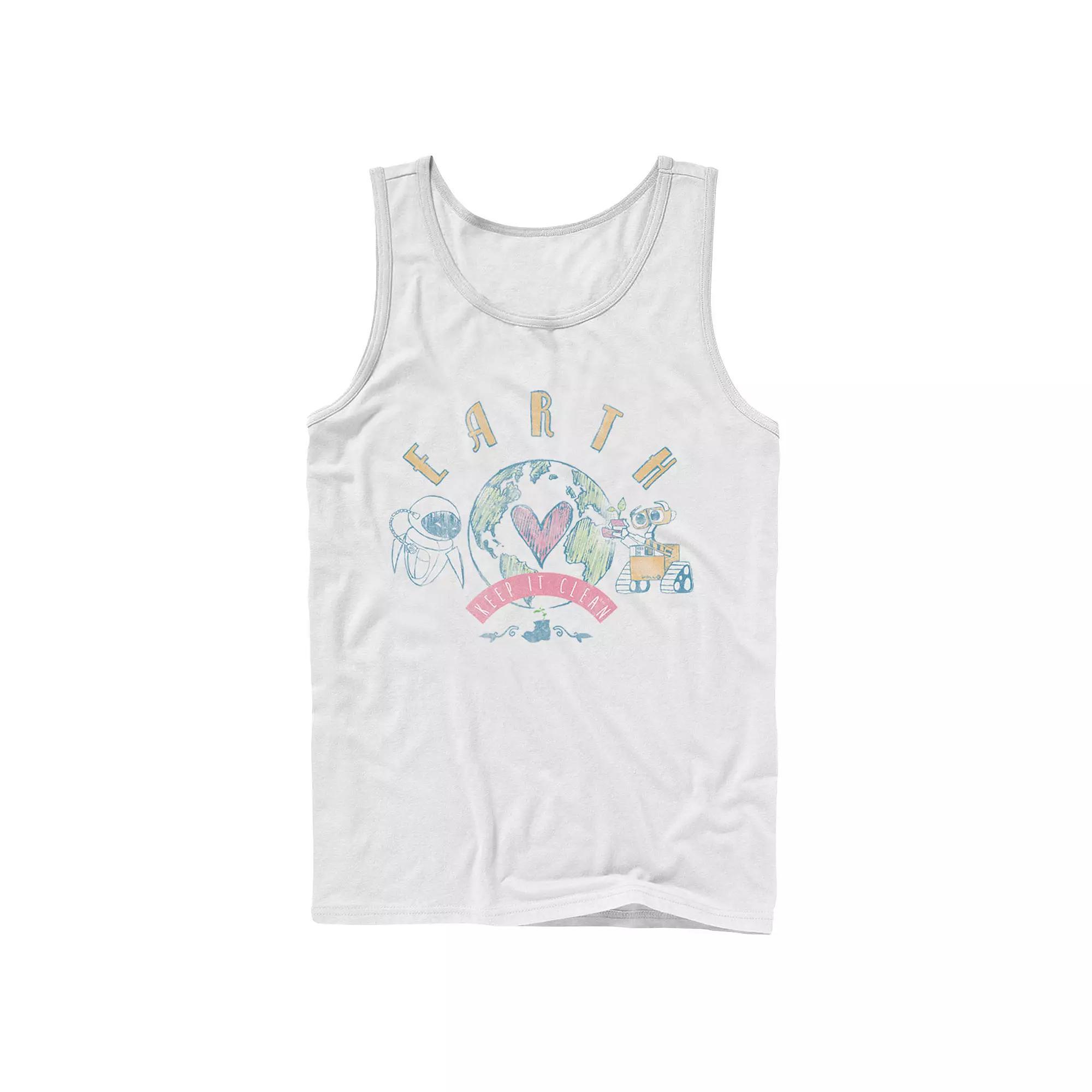 Men's Disney / Pixar Wall-E Eve Earth Keep It Clean Tank Top, Size: Large, White Product Image