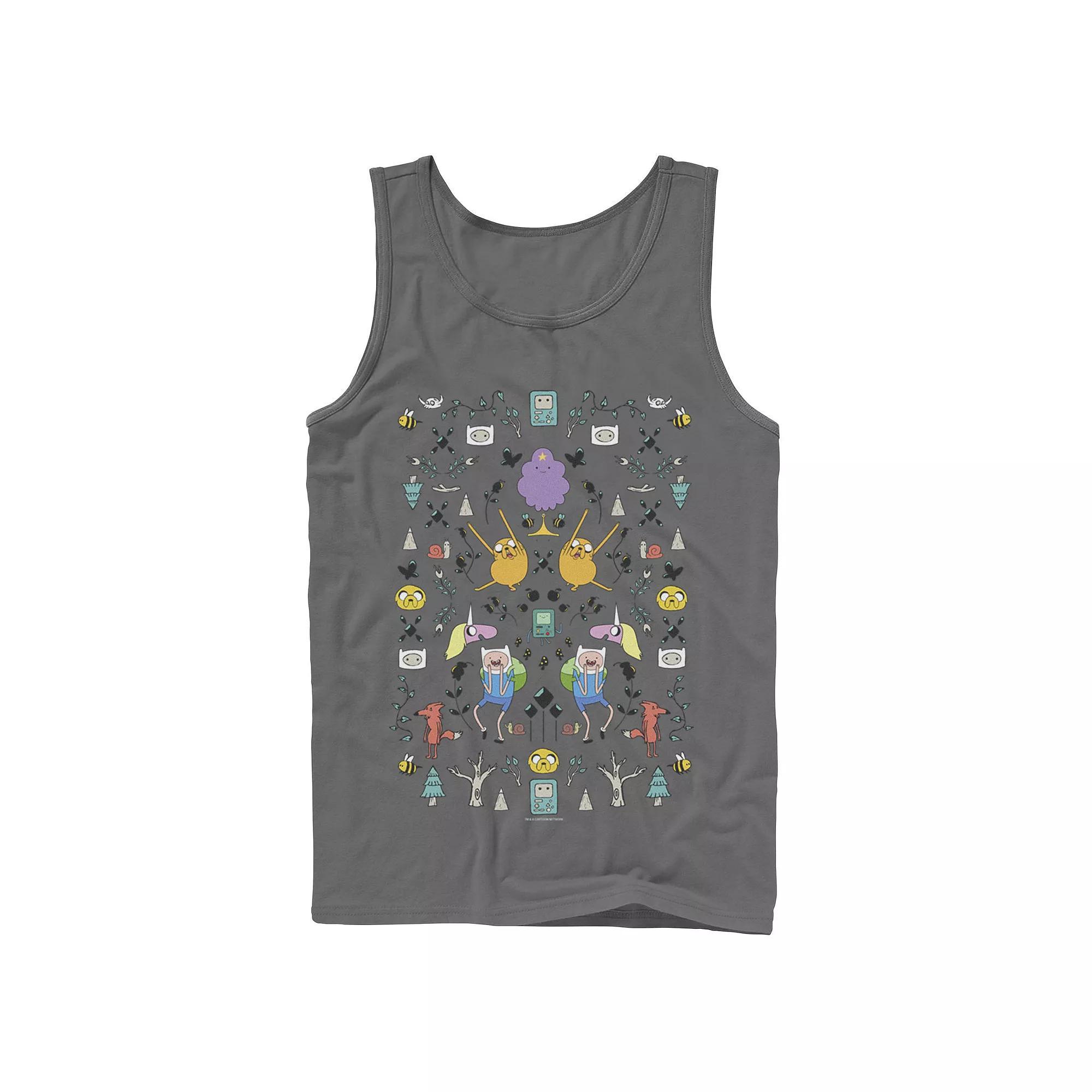 Men's Cartoon Network Adventure Time Finn & Jake Rainbow Banner Tank Top, Size: XL, Grey Product Image