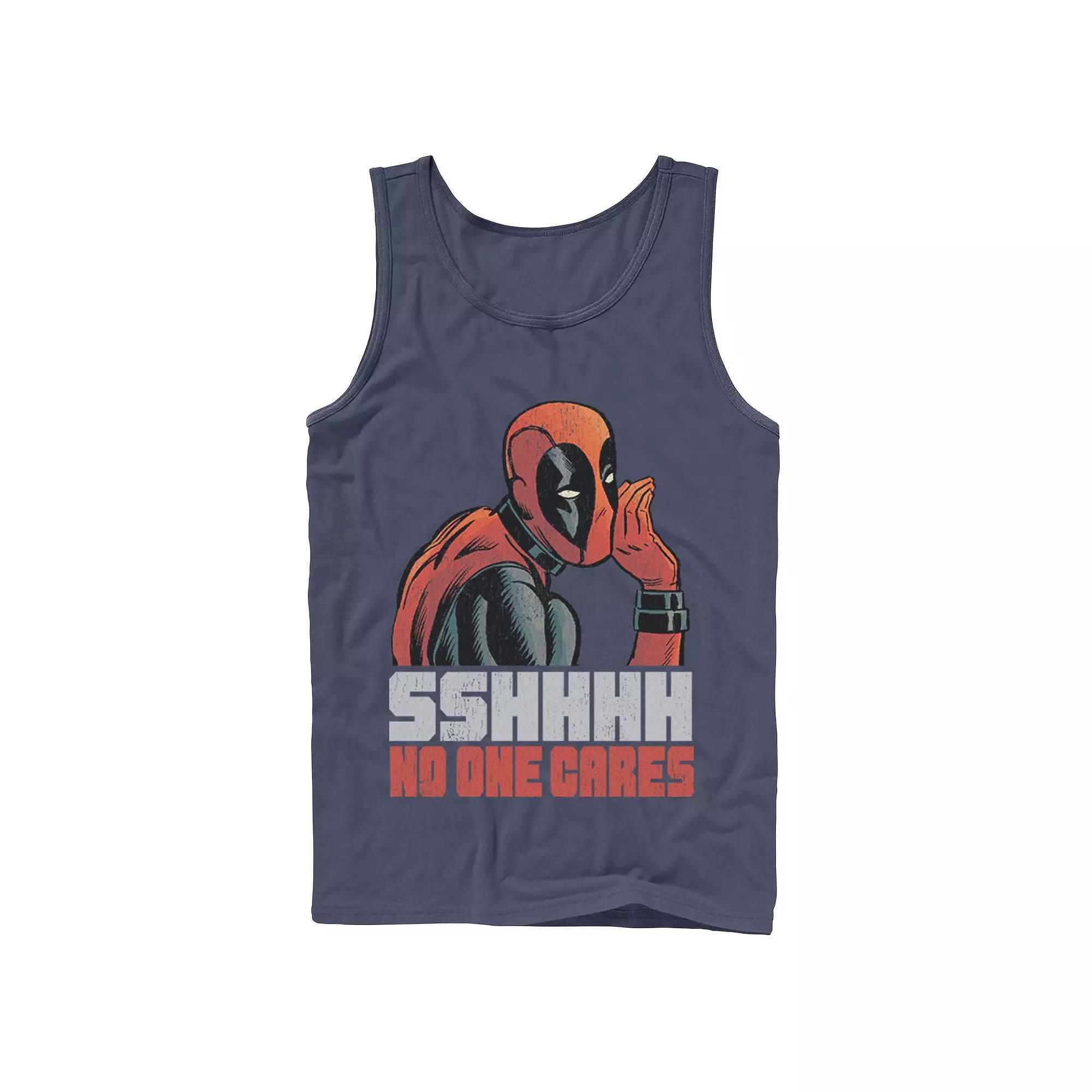 Mens Marvel Deadpool SSHHHH No One Cares Whisper Graphic Tank Top Grey Product Image