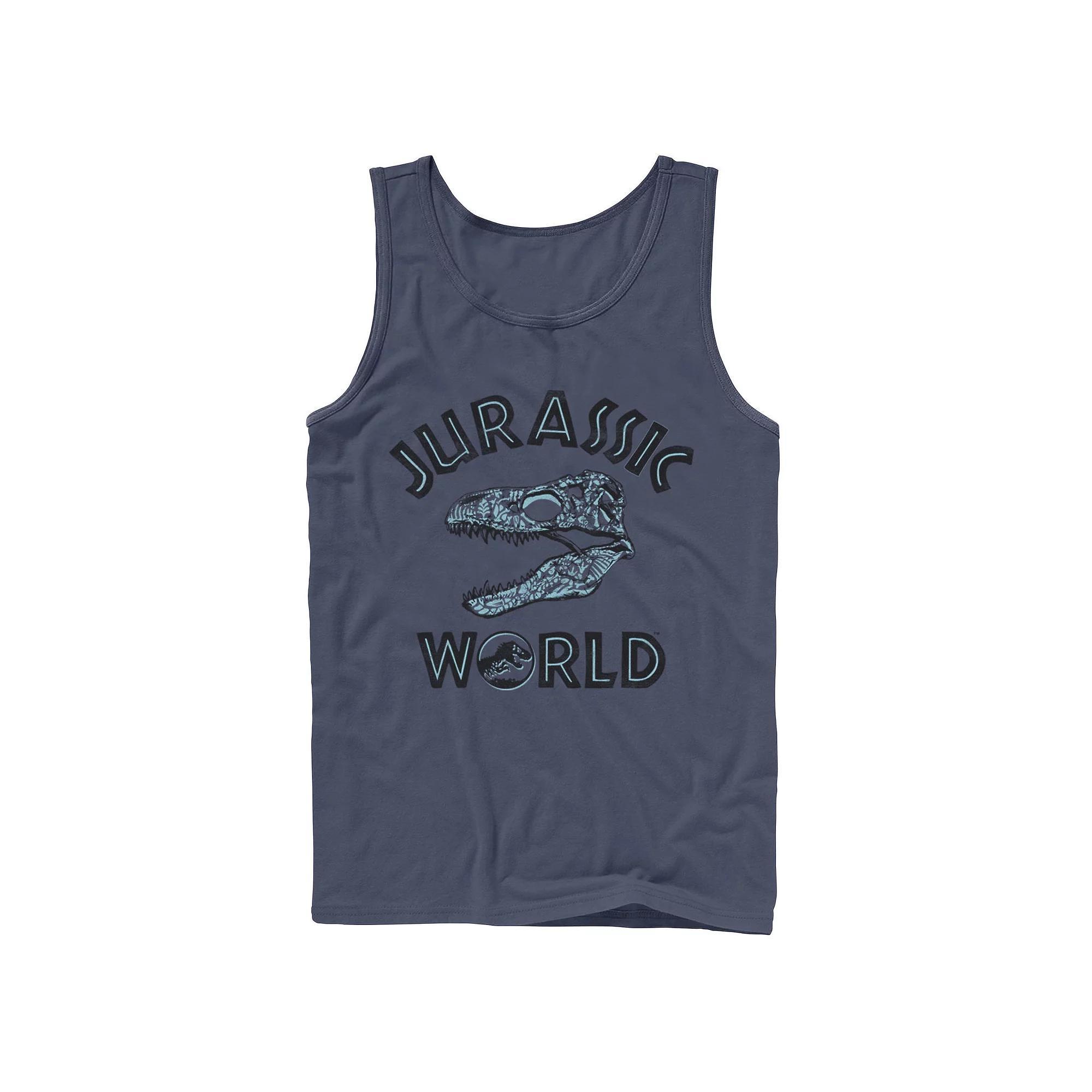 Mens Jurassic Park T-Rex Red Safari Collage Tank Top, Mens Athletic Grey Product Image