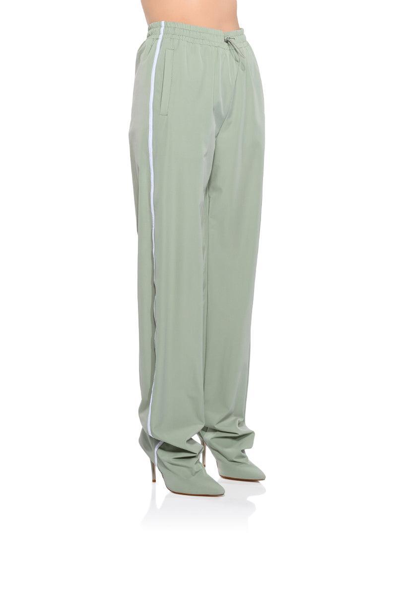 AZALEA WANG BOOT TRACK PANT IN SAGE GREEN Product Image