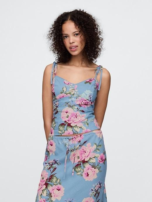 Linen-Blend Tie-Strap Cami Product Image