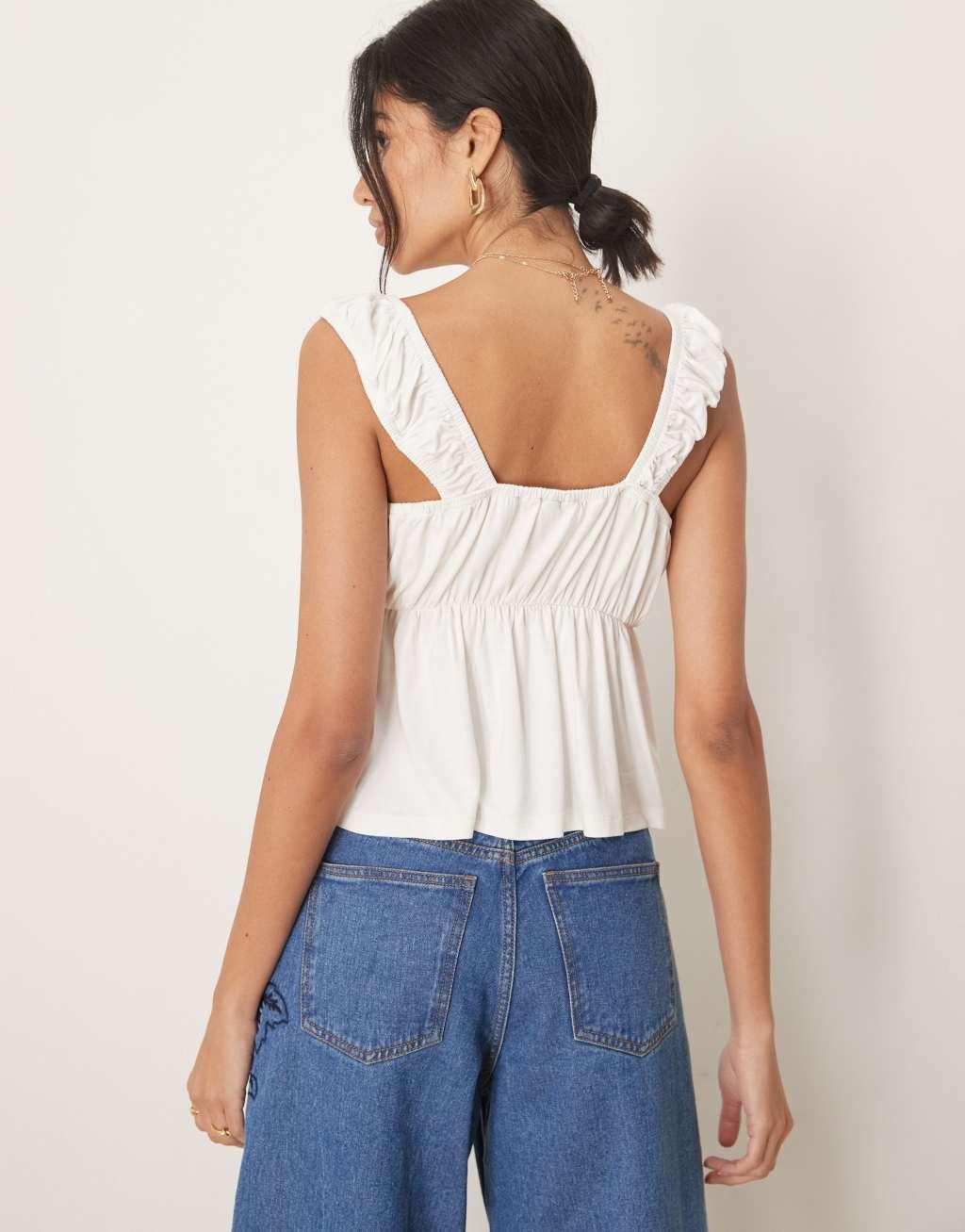 ASOS DESIGN babydoll cami top in ivory Product Image