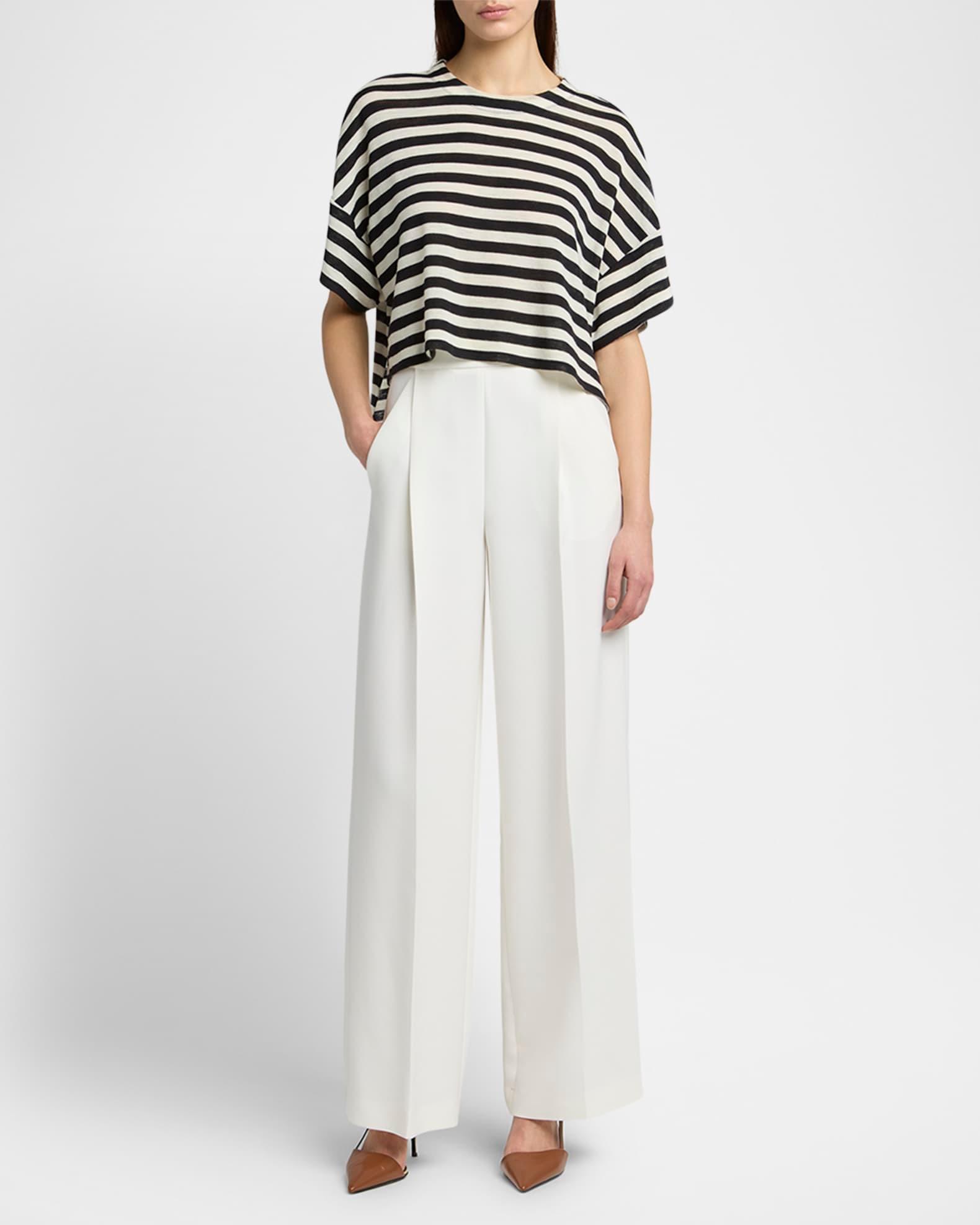 Wide Leg Silk Cady Trousers Product Image