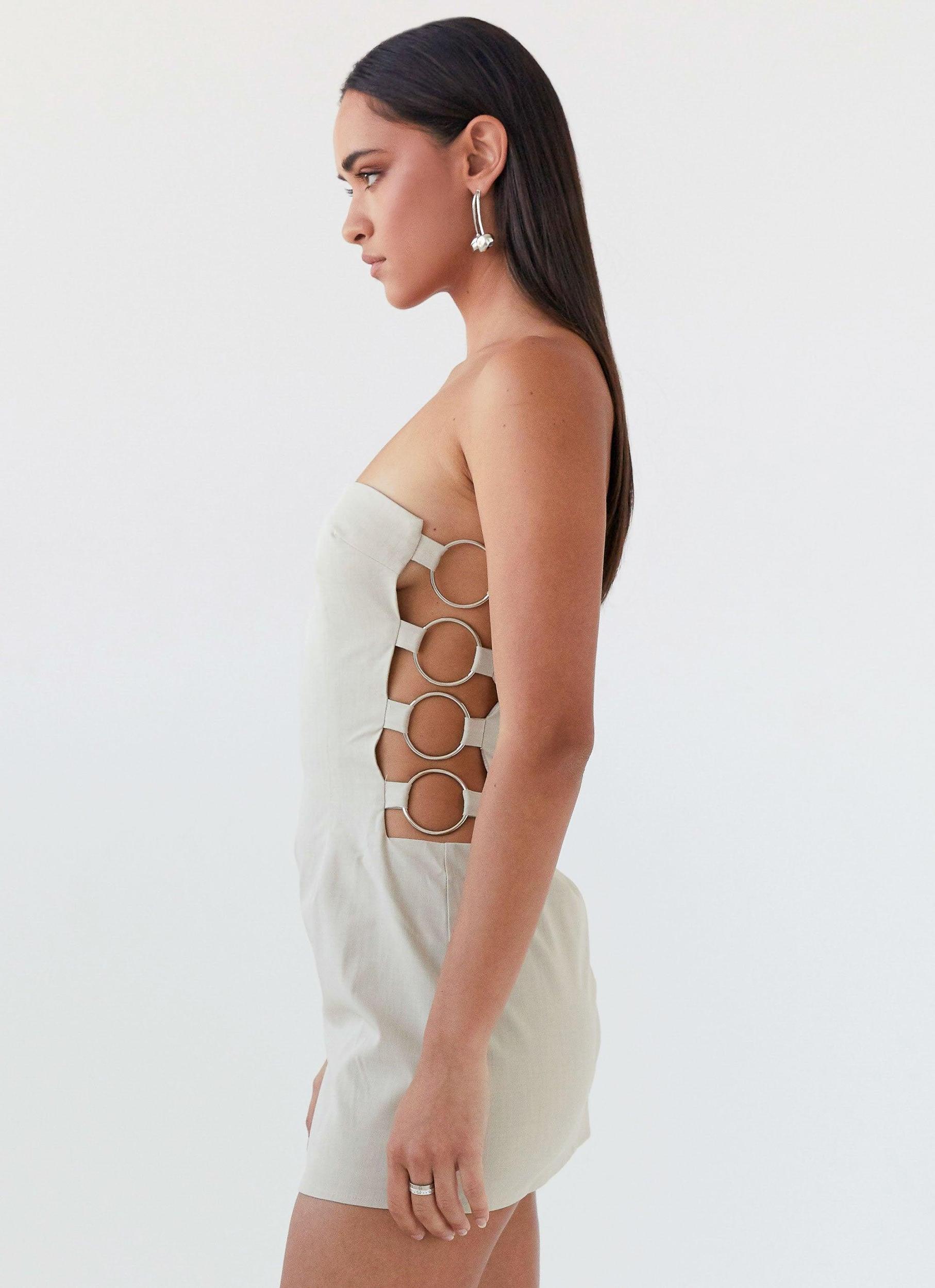 Conceited Strapless Mini Dress - Sand Product Image