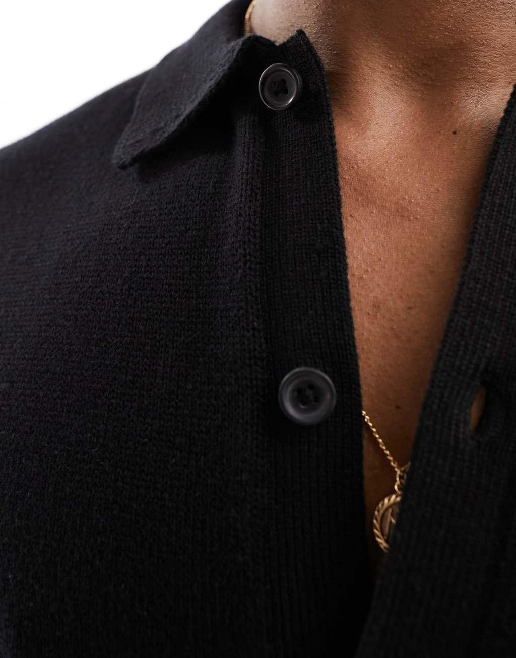 ASOS DESIGN midweight knit cotton button up polo Product Image