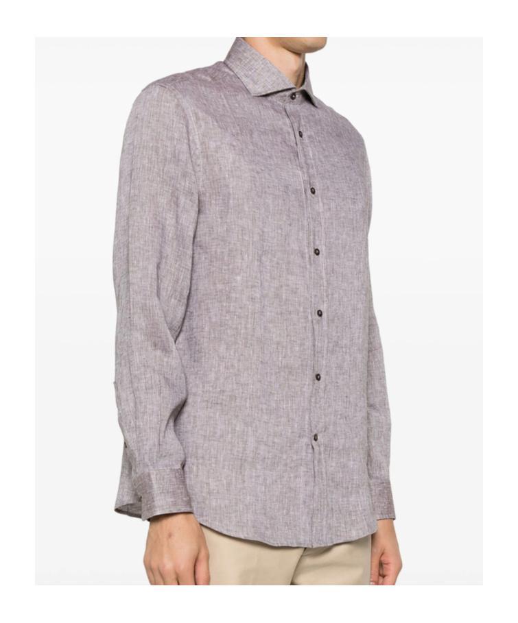 BRUNELLO CUCINELLI Linen Shirt In Brown Product Image